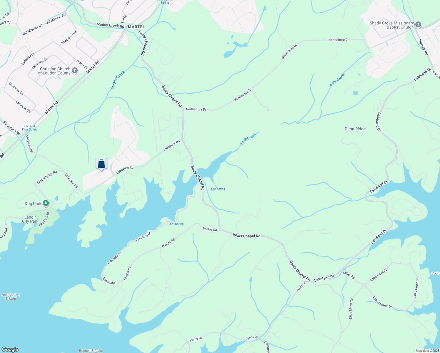 map of restaurants, bars, coffee shops, grocery stores, and more near 6127 Beals Chapel Road in Lenoir City