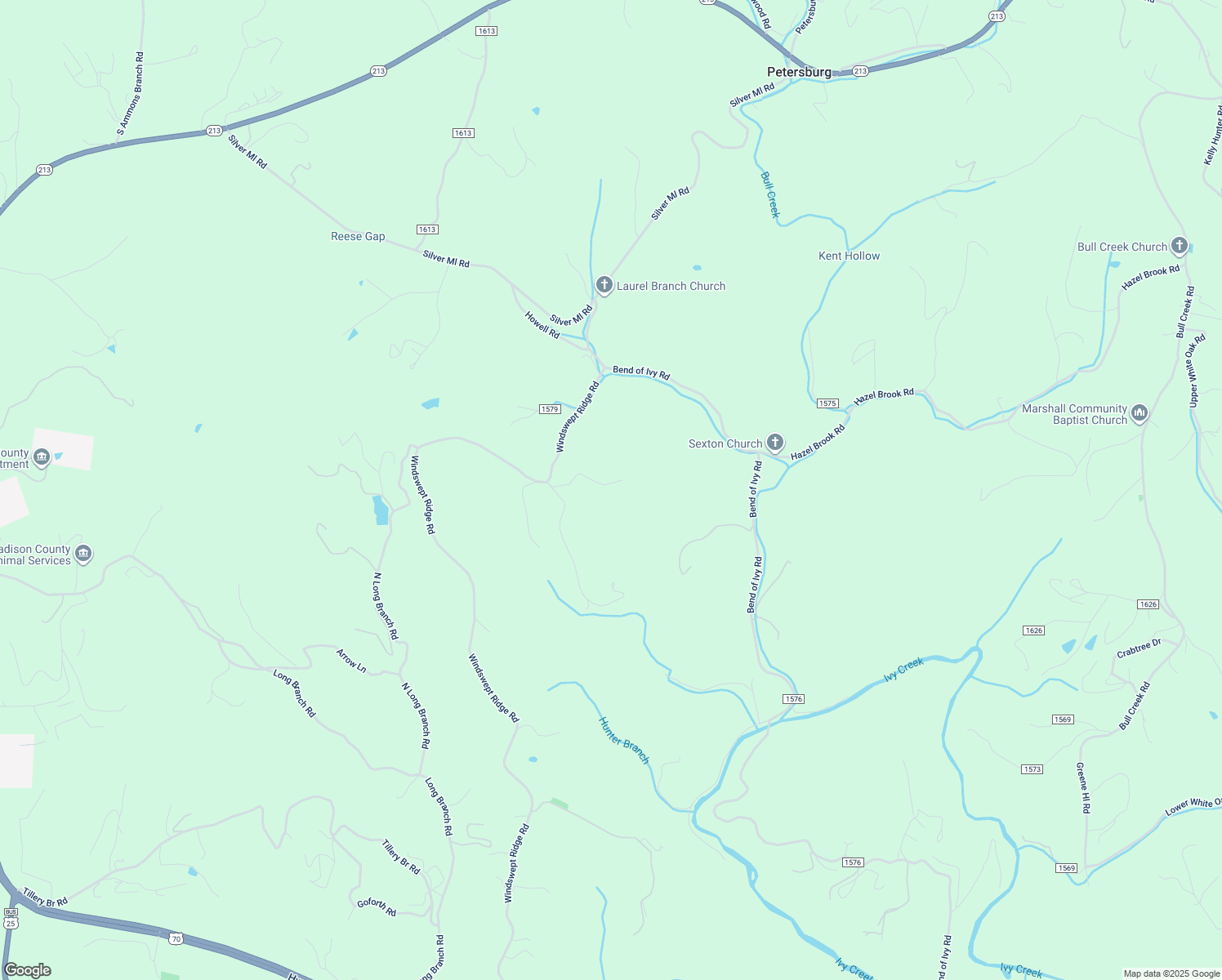 map of restaurants, bars, coffee shops, grocery stores, and more near Windswept Ridge Road in Marshall