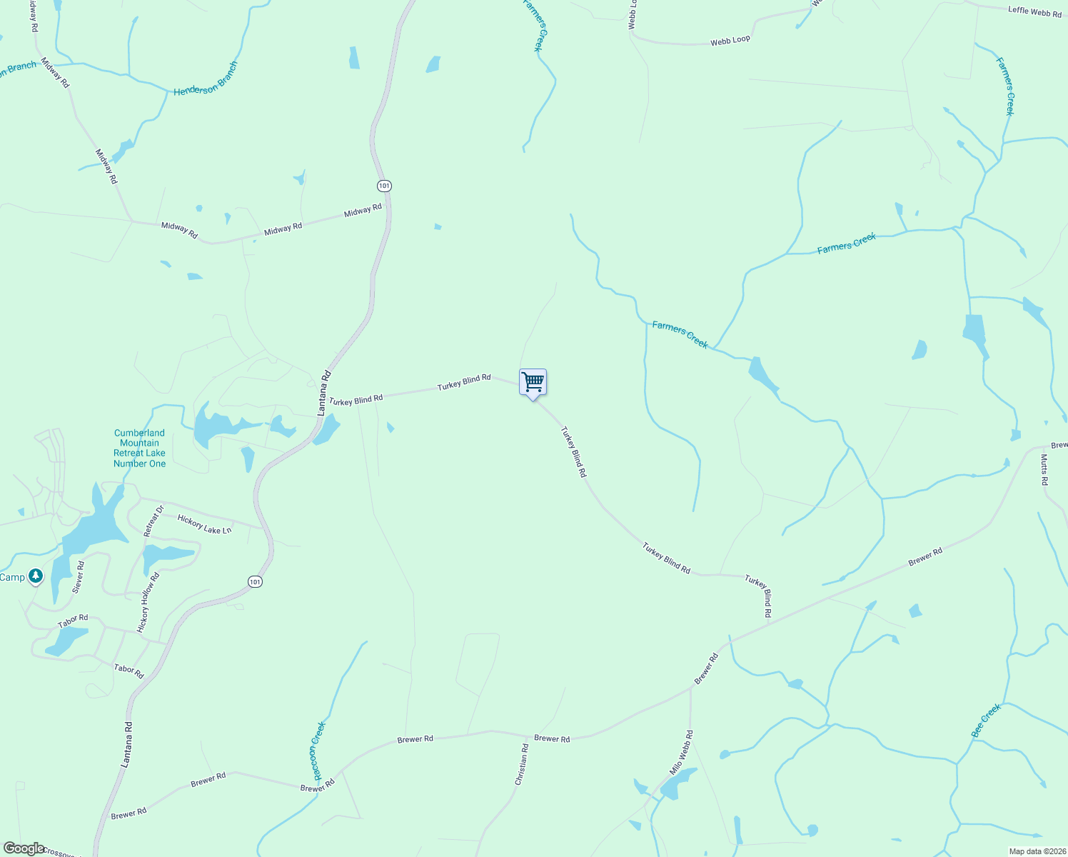 map of restaurants, bars, coffee shops, grocery stores, and more near 792 Turkey Blind Road in Crossville