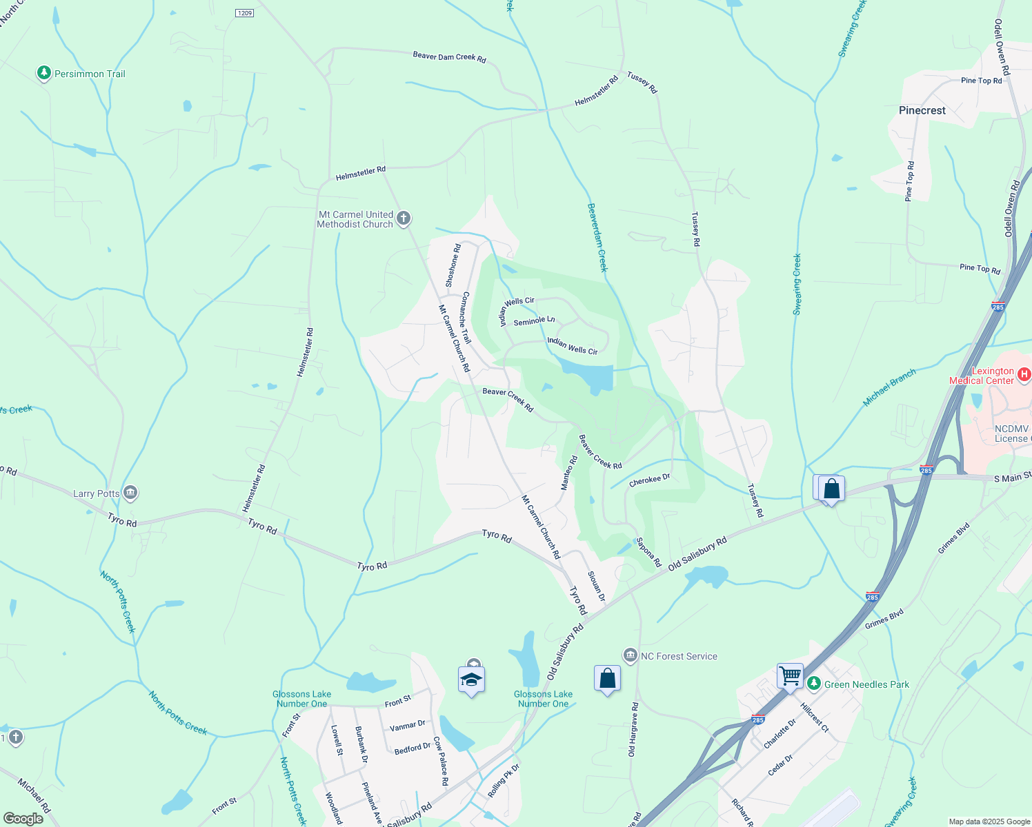 map of restaurants, bars, coffee shops, grocery stores, and more near 104 Warrior Way in Lexington