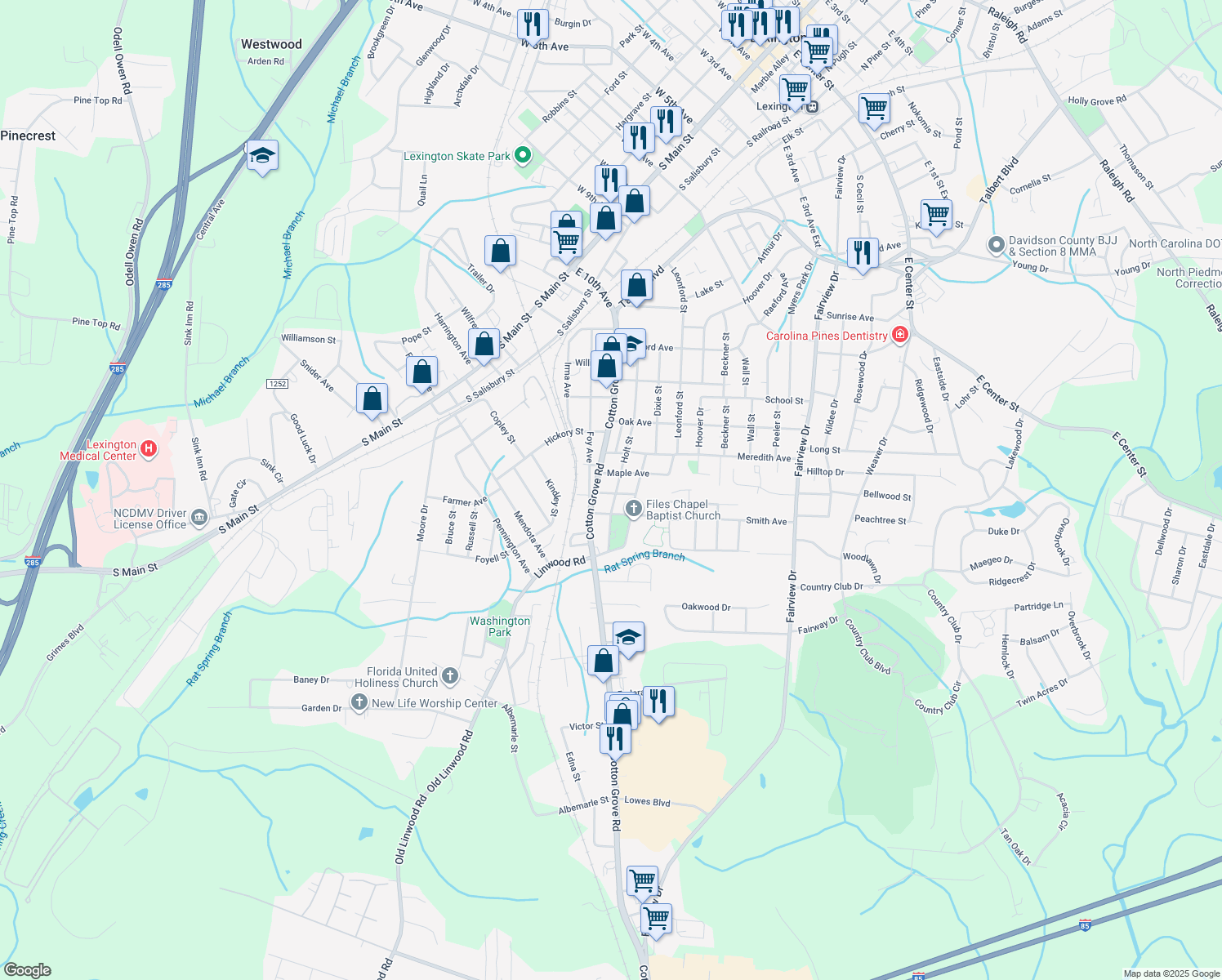 map of restaurants, bars, coffee shops, grocery stores, and more near 707 Holt Street in Lexington
