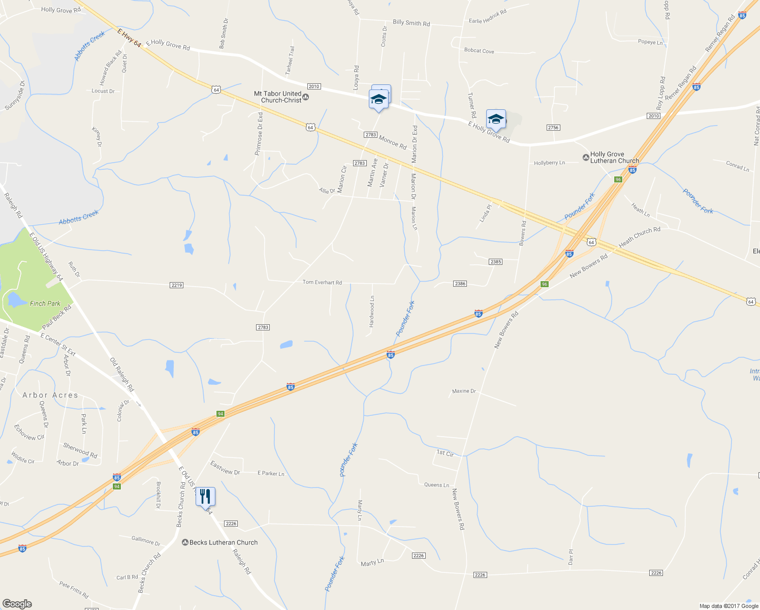 map of restaurants, bars, coffee shops, grocery stores, and more near 191 Hardwood Lane in Lexington