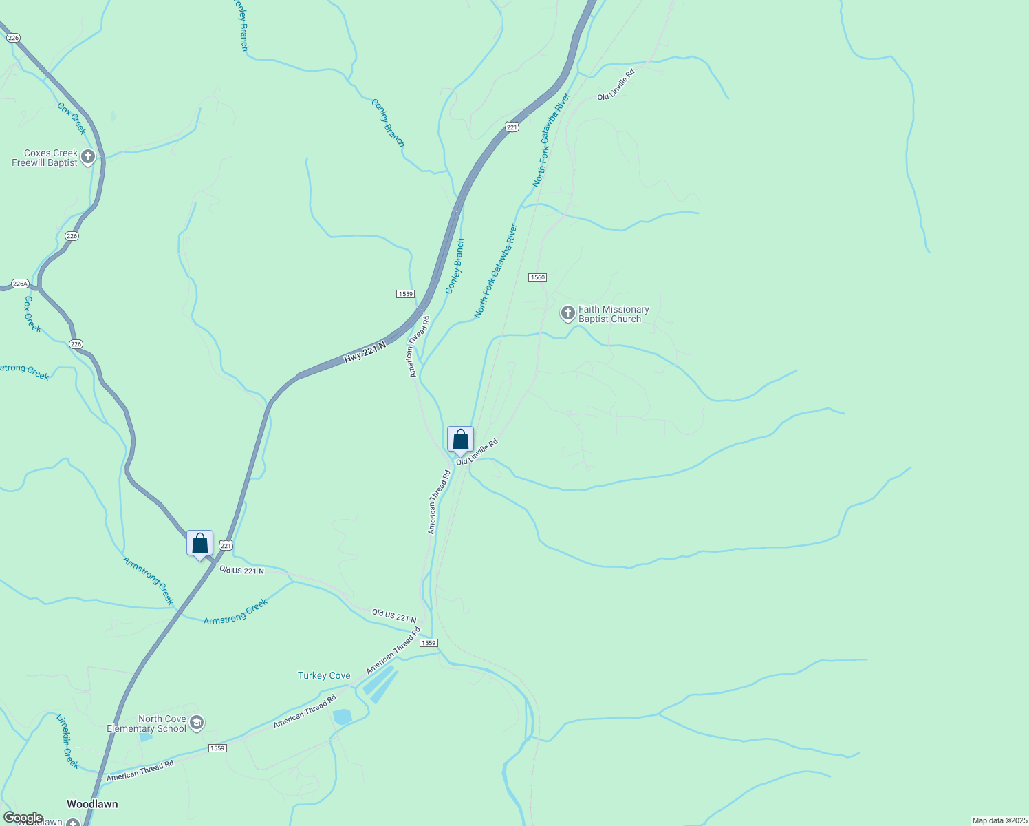 map of restaurants, bars, coffee shops, grocery stores, and more near 294 Old Linville Road in Marion