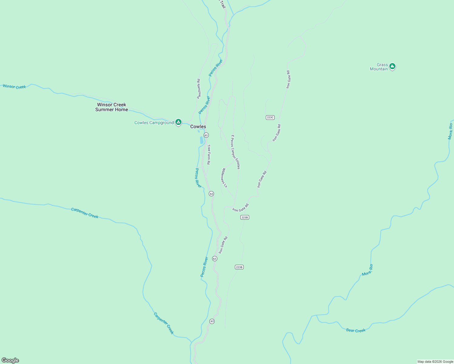 map of restaurants, bars, coffee shops, grocery stores, and more near Wilderness Lane in Tererro