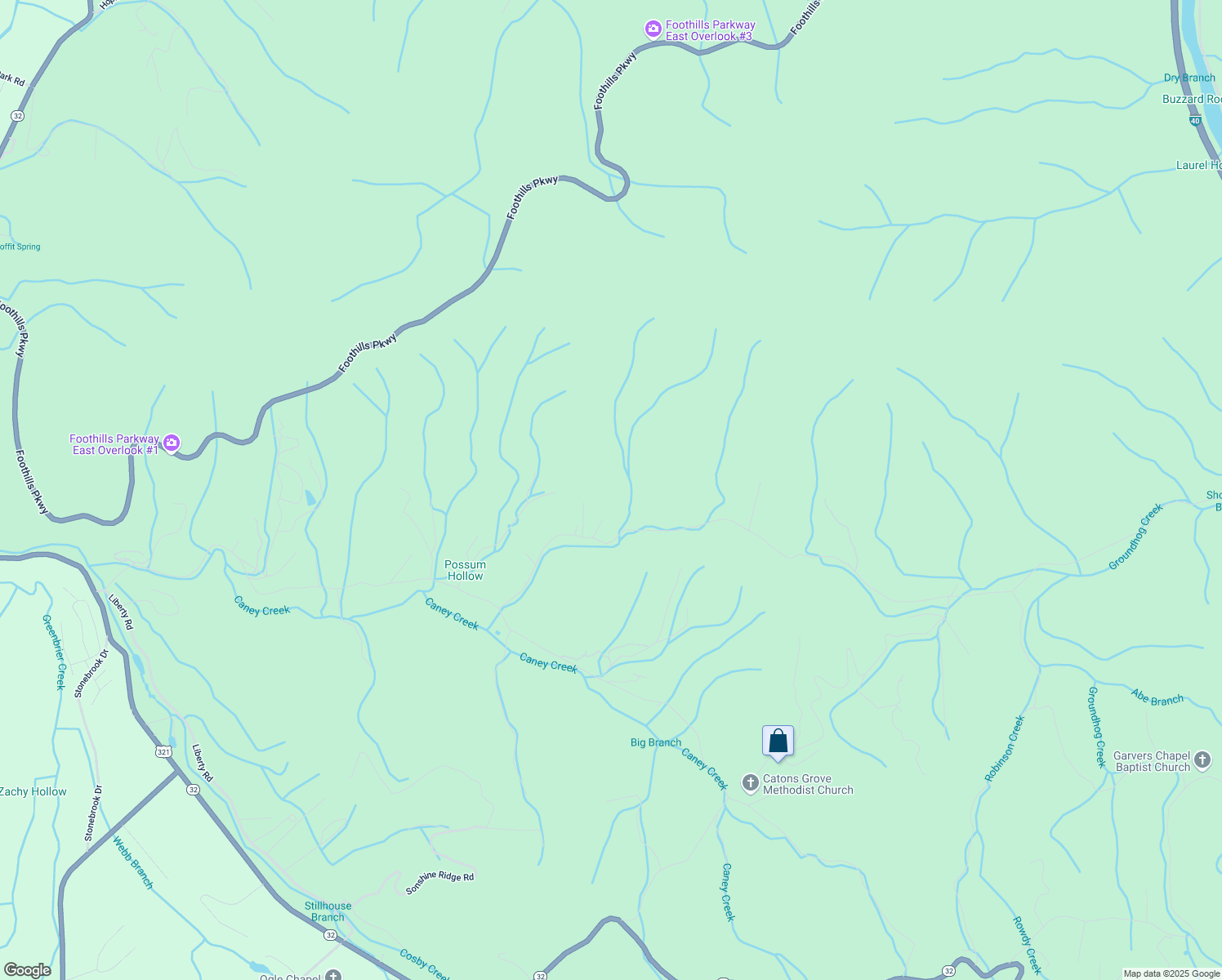 map of restaurants, bars, coffee shops, grocery stores, and more near 4319 Lindsey Gap Road in Cosby