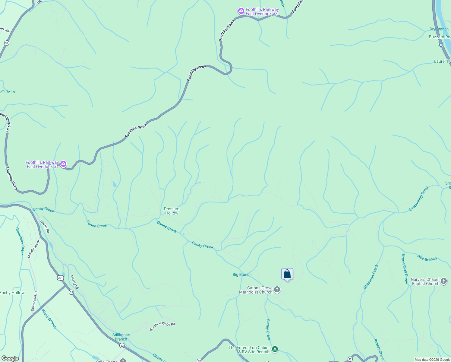 map of restaurants, bars, coffee shops, grocery stores, and more near 4319 Lindsey Gap Road in Cosby