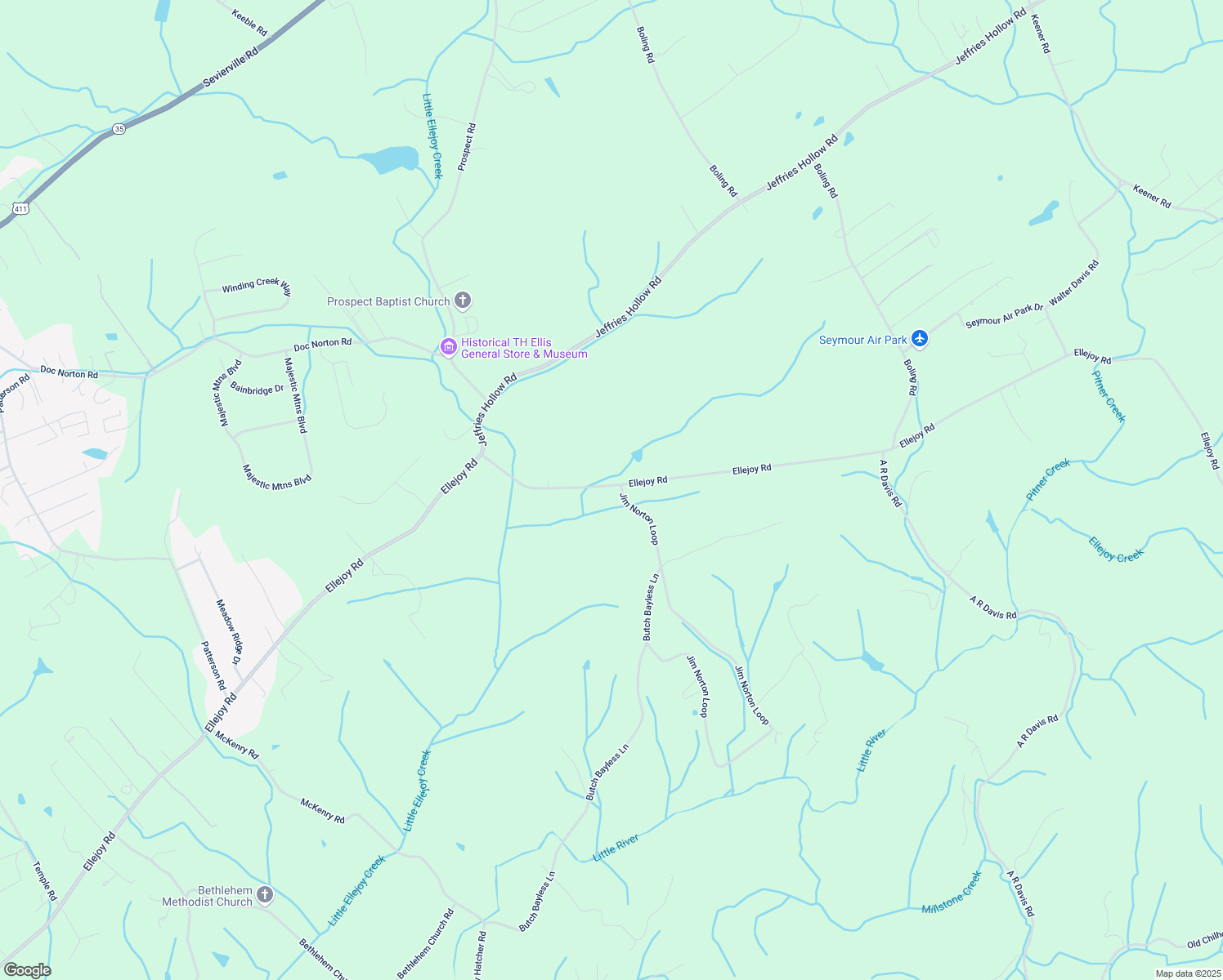 map of restaurants, bars, coffee shops, grocery stores, and more near 2000-2016 Ellejoy Road in Seymour