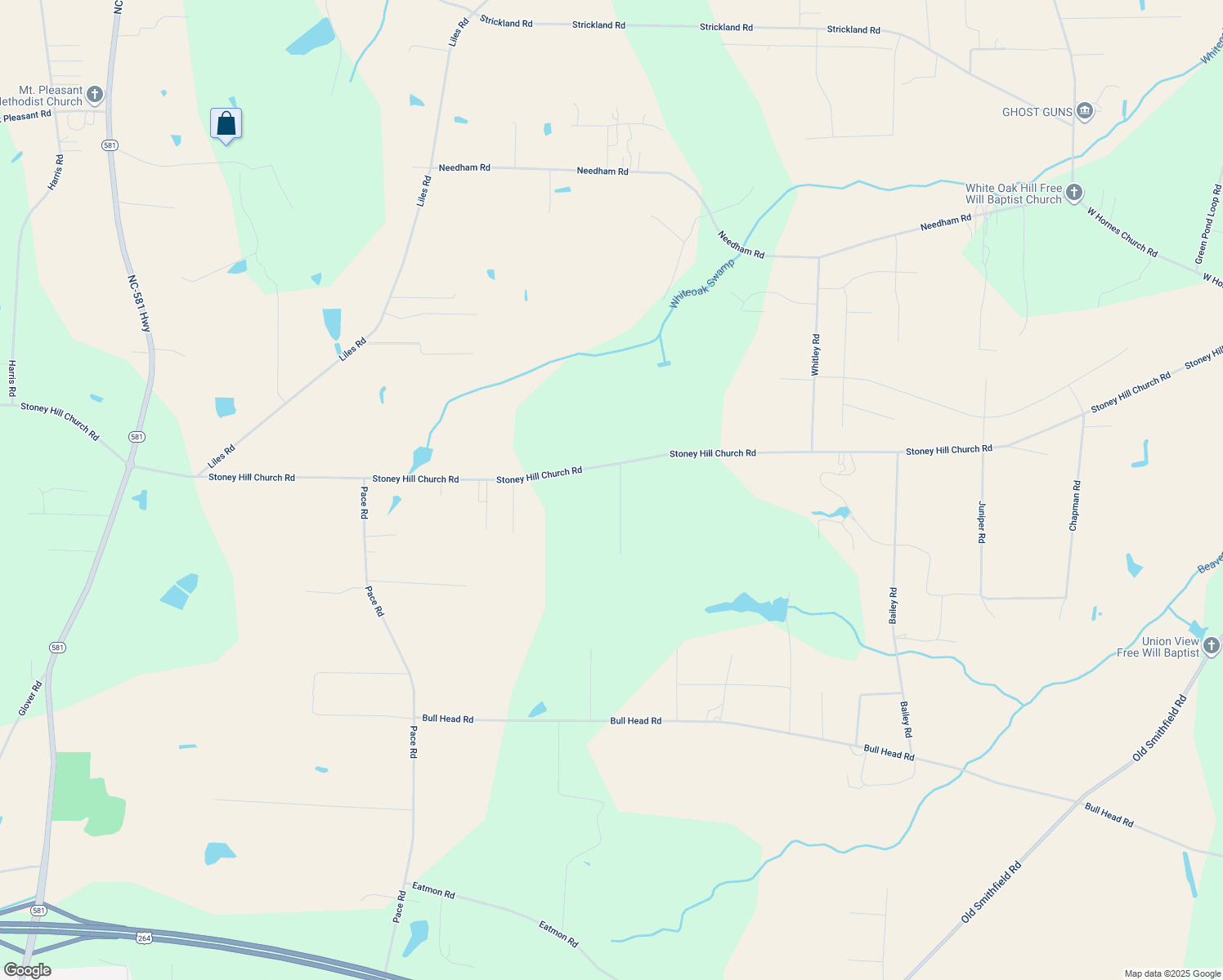 map of restaurants, bars, coffee shops, grocery stores, and more near 9280 Midway Road in Bailey
