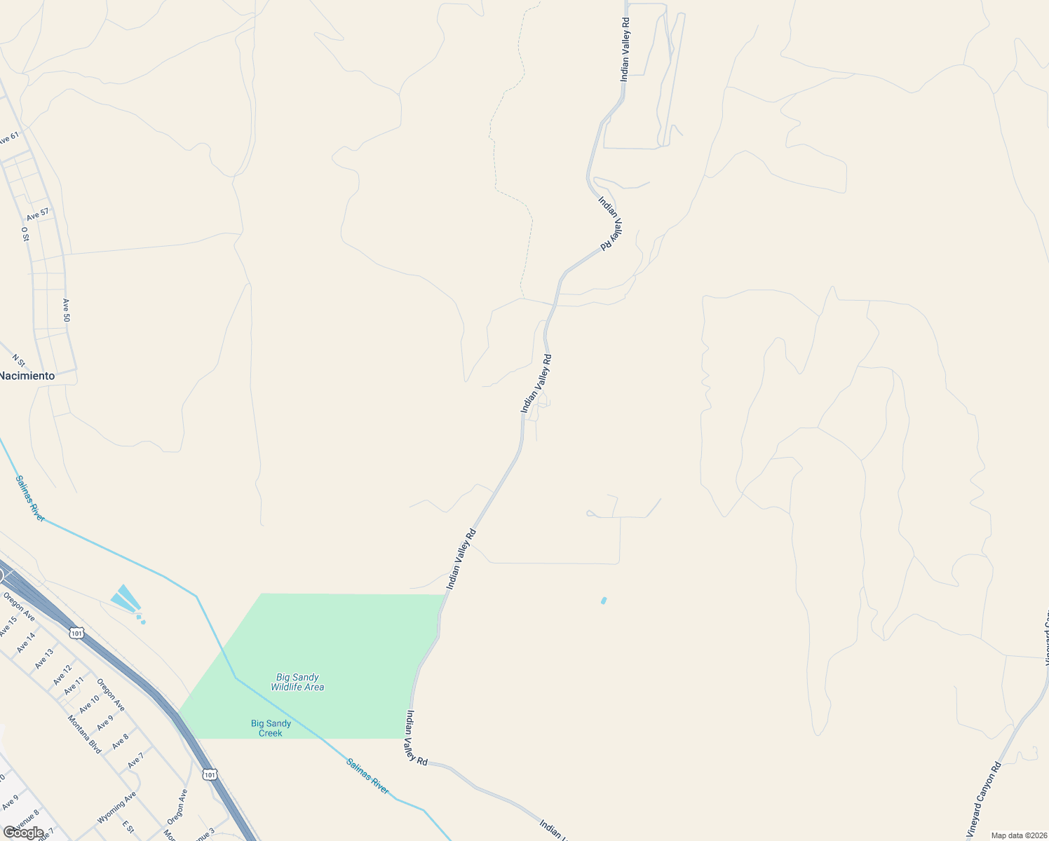 map of restaurants, bars, coffee shops, grocery stores, and more near 76955 Indian Valley Road in San Miguel