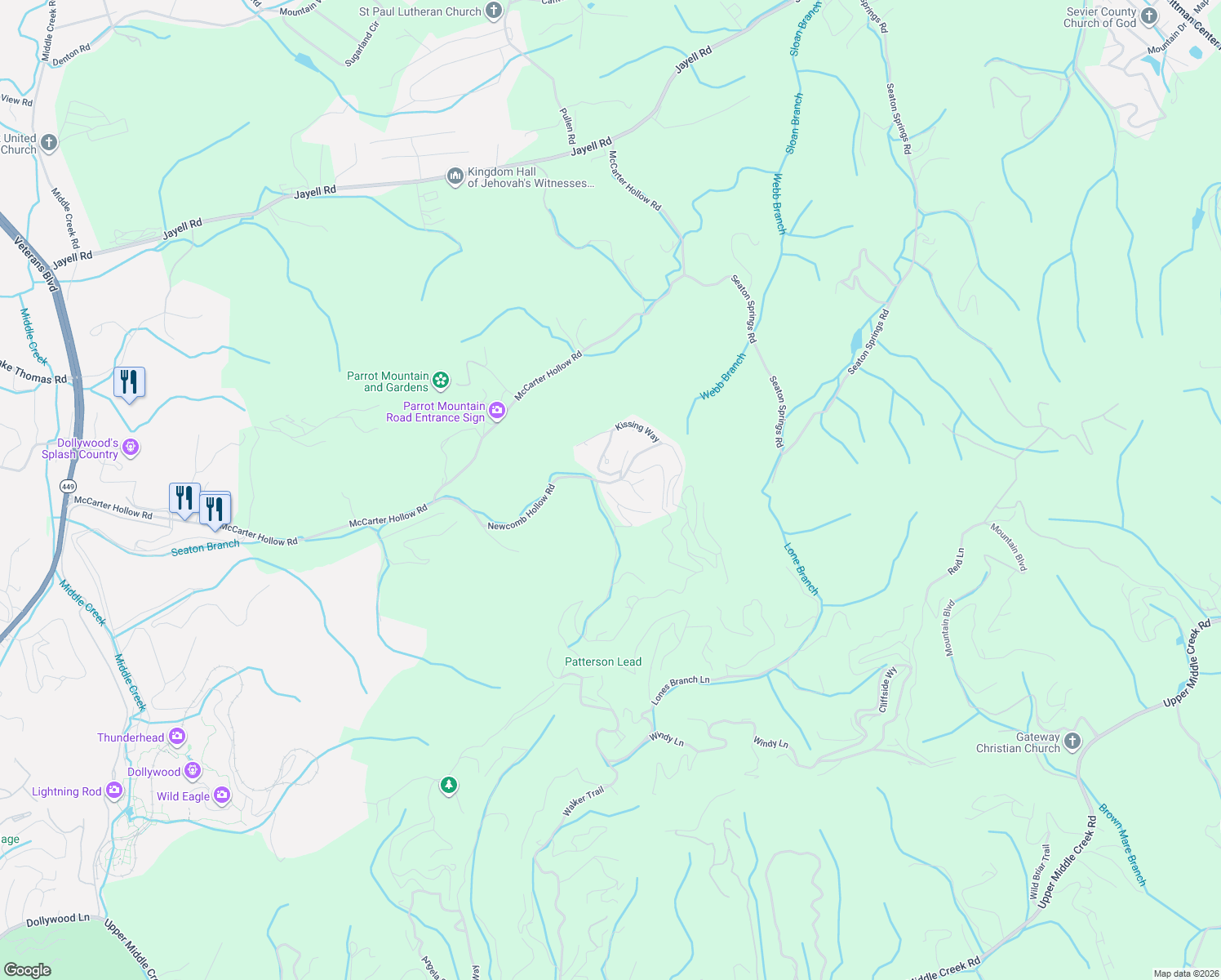 map of restaurants, bars, coffee shops, grocery stores, and more near in Sevierville