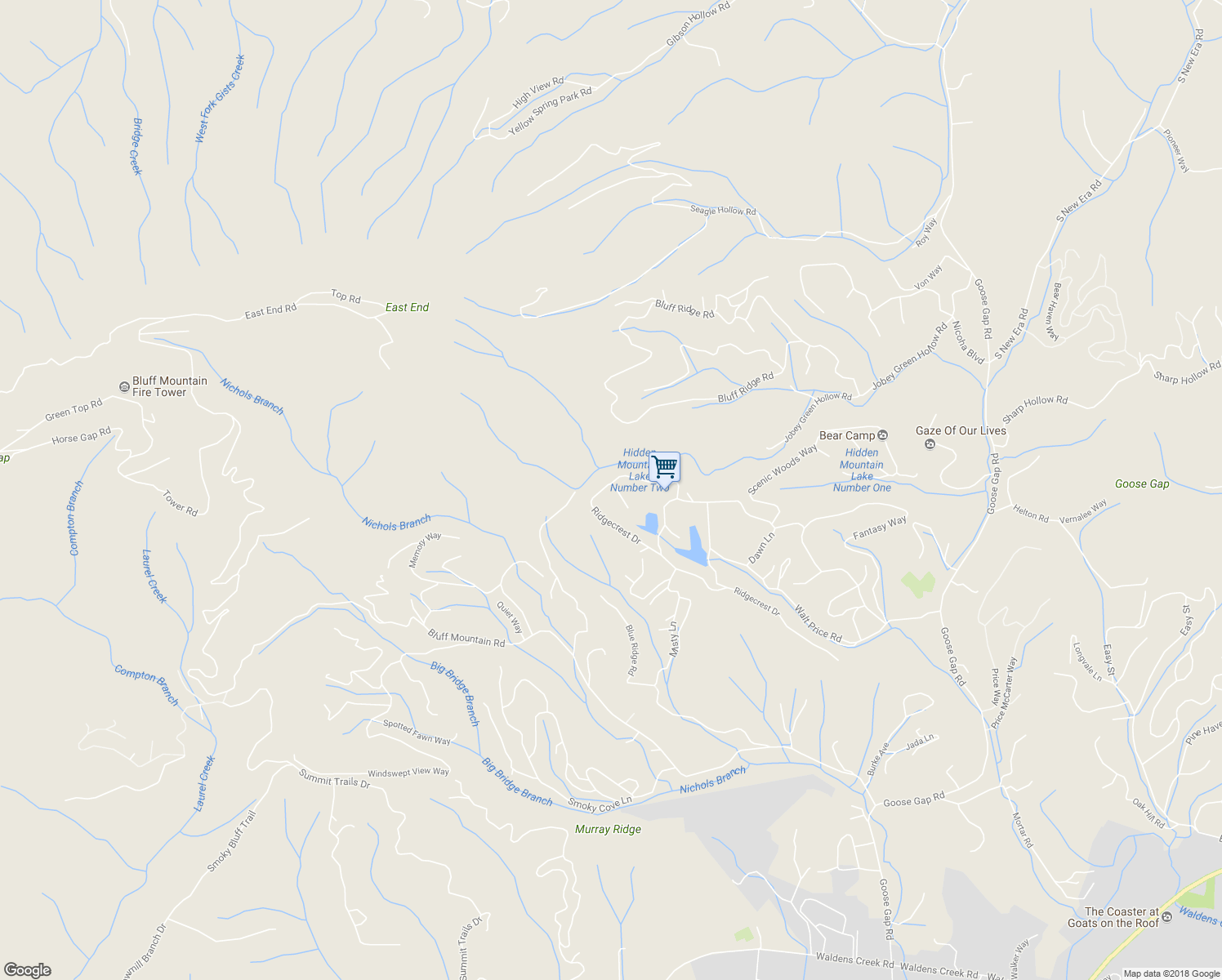 map of restaurants, bars, coffee shops, grocery stores, and more near 1814 Ridgecrest Drive in Pigeon Forge