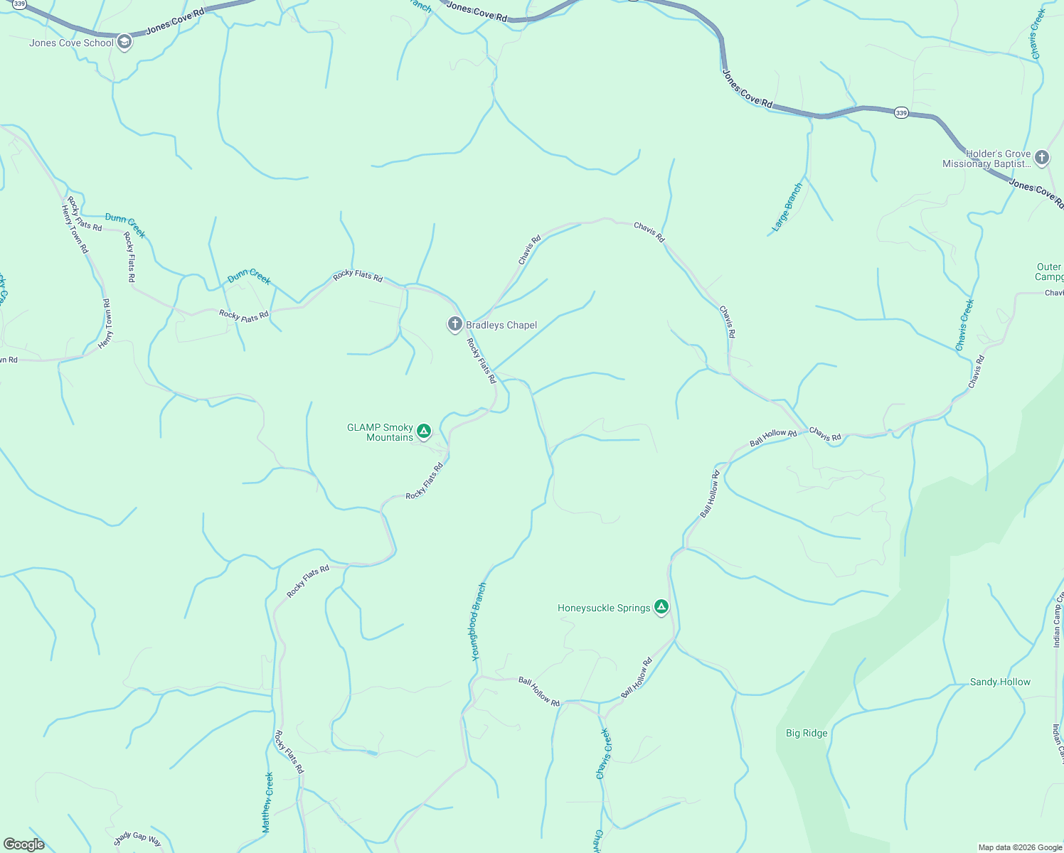 map of restaurants, bars, coffee shops, grocery stores, and more near 1246 Young Blood Way in Cosby