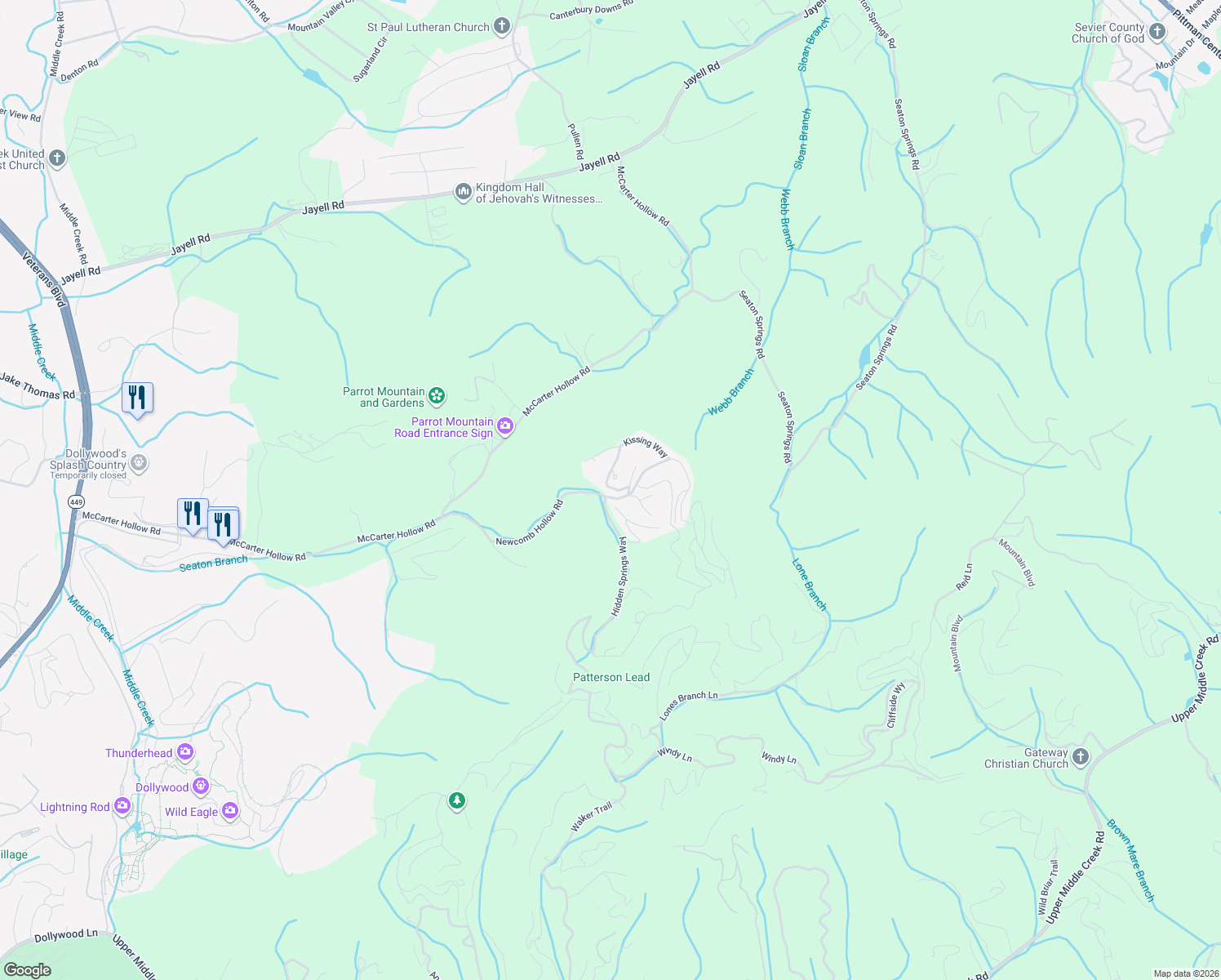 map of restaurants, bars, coffee shops, grocery stores, and more near in Sevier County