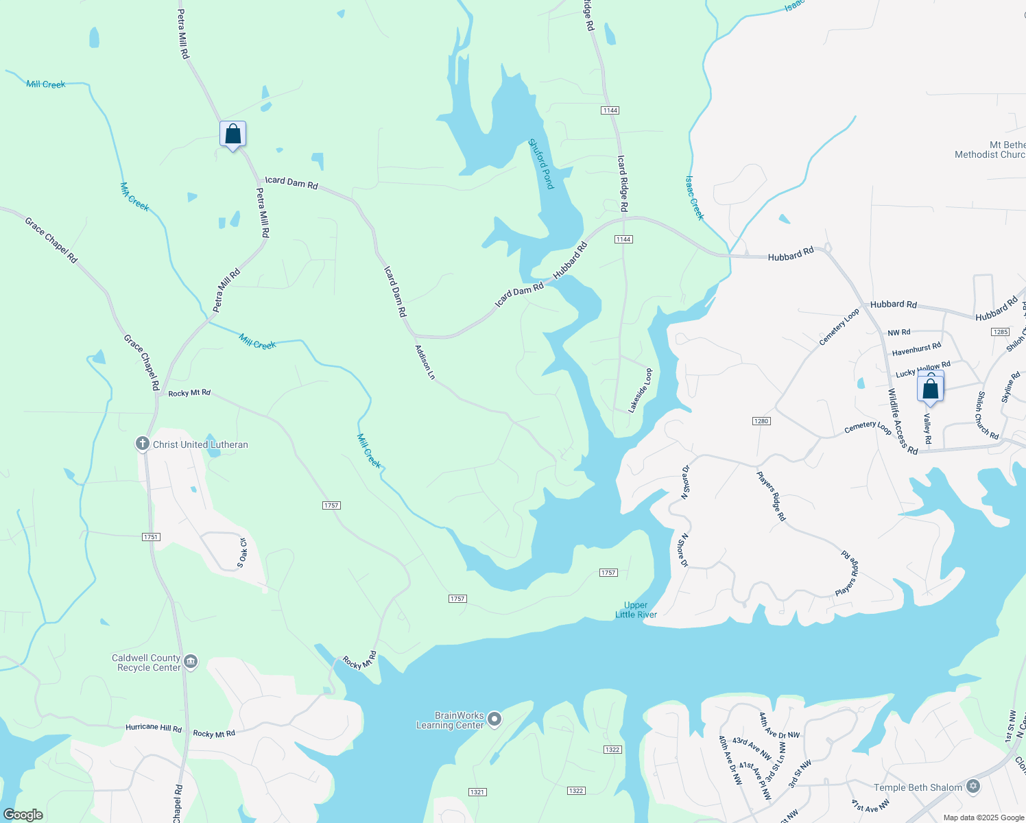 map of restaurants, bars, coffee shops, grocery stores, and more near 4946 Addison Lane in Hickory