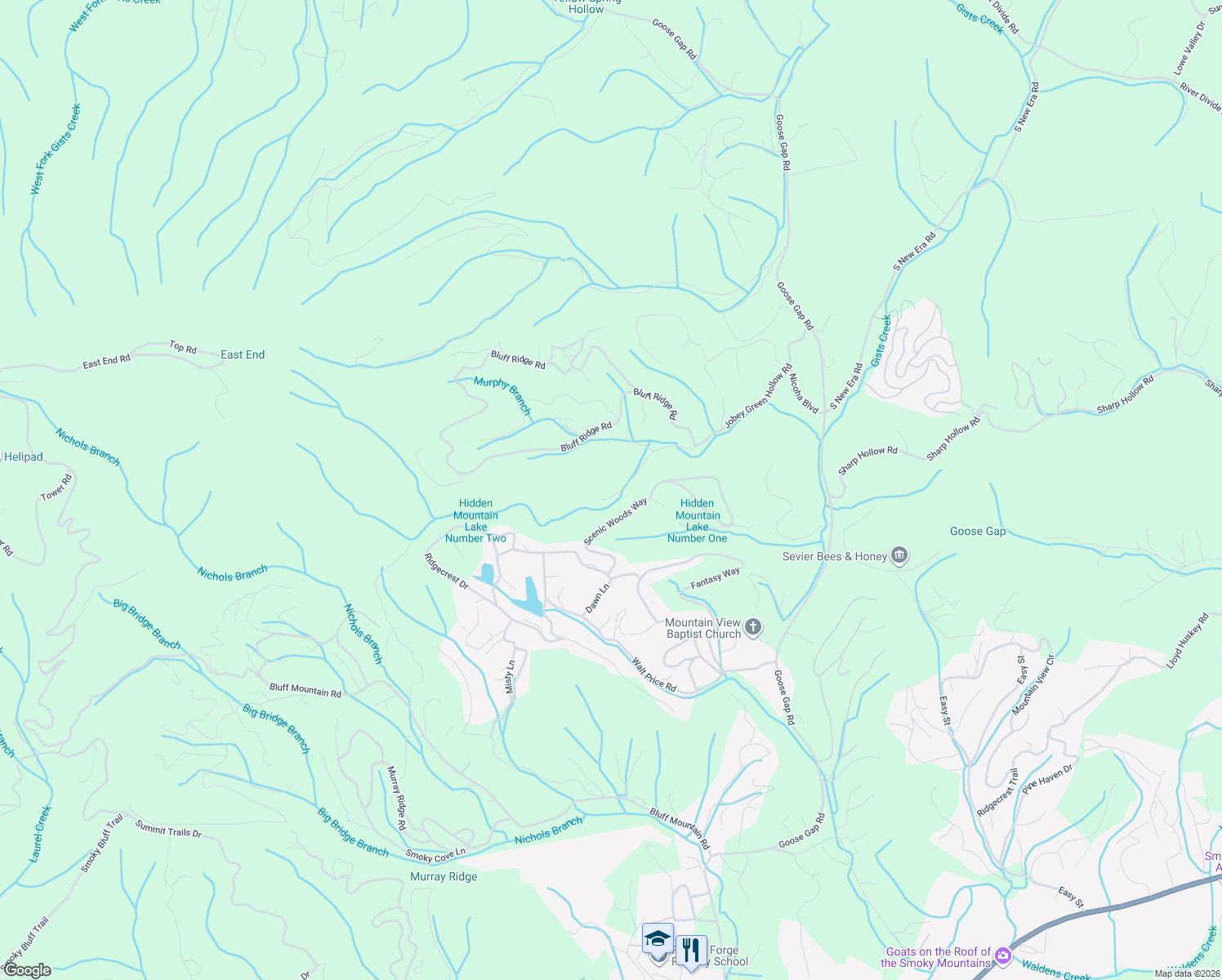 map of restaurants, bars, coffee shops, grocery stores, and more near 1670 Jobey Green Hollow Road in Pigeon Forge