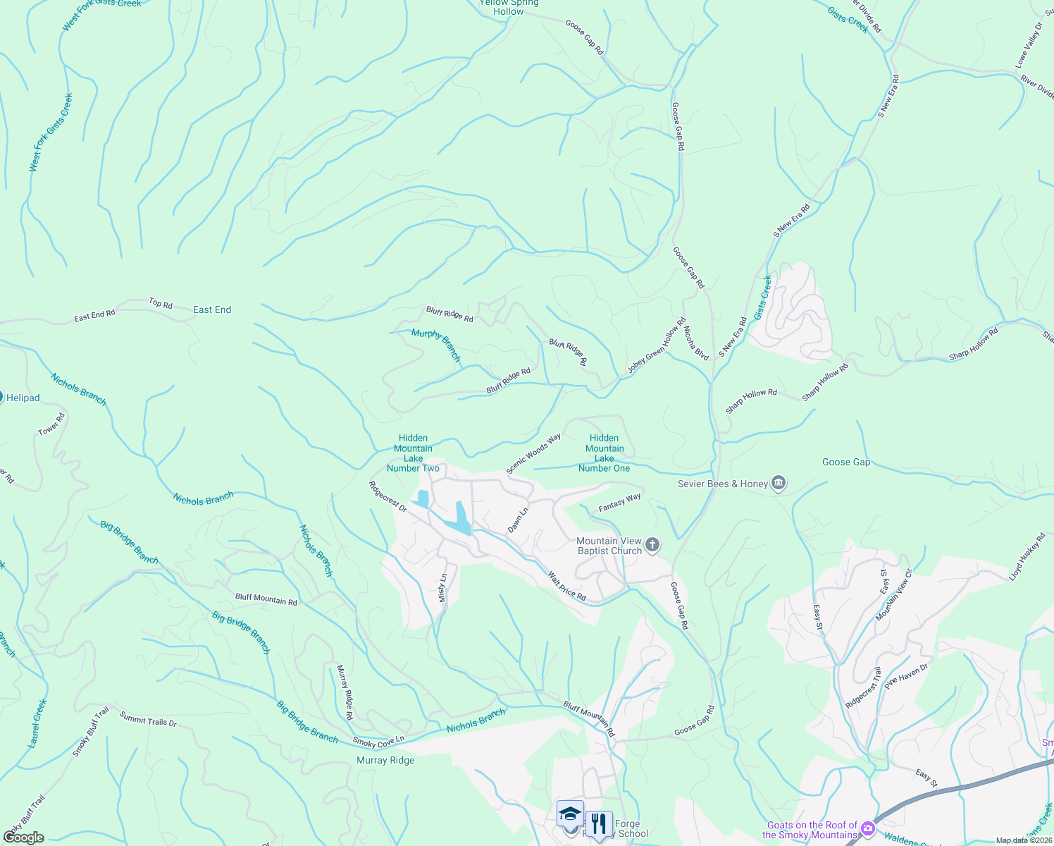 map of restaurants, bars, coffee shops, grocery stores, and more near 1670 Jobey Green Hollow Road in Pigeon Forge