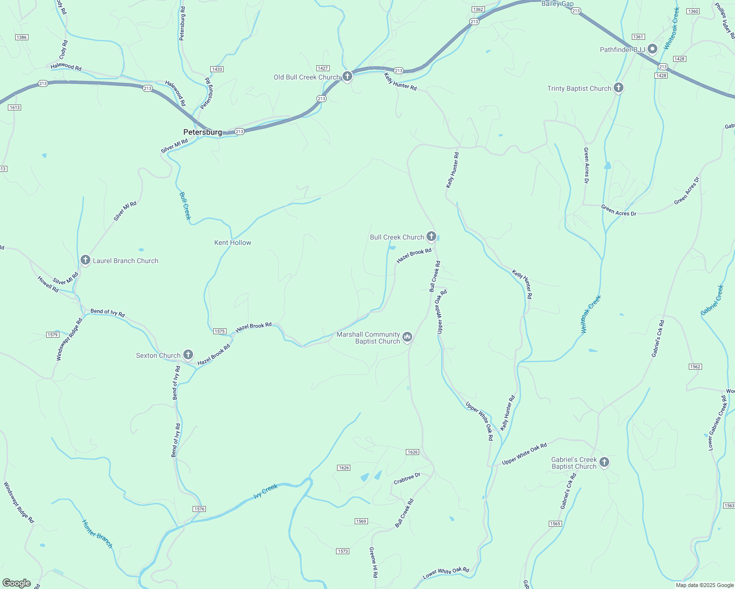 map of restaurants, bars, coffee shops, grocery stores, and more near 138 Windy Hills Drive in Marshall
