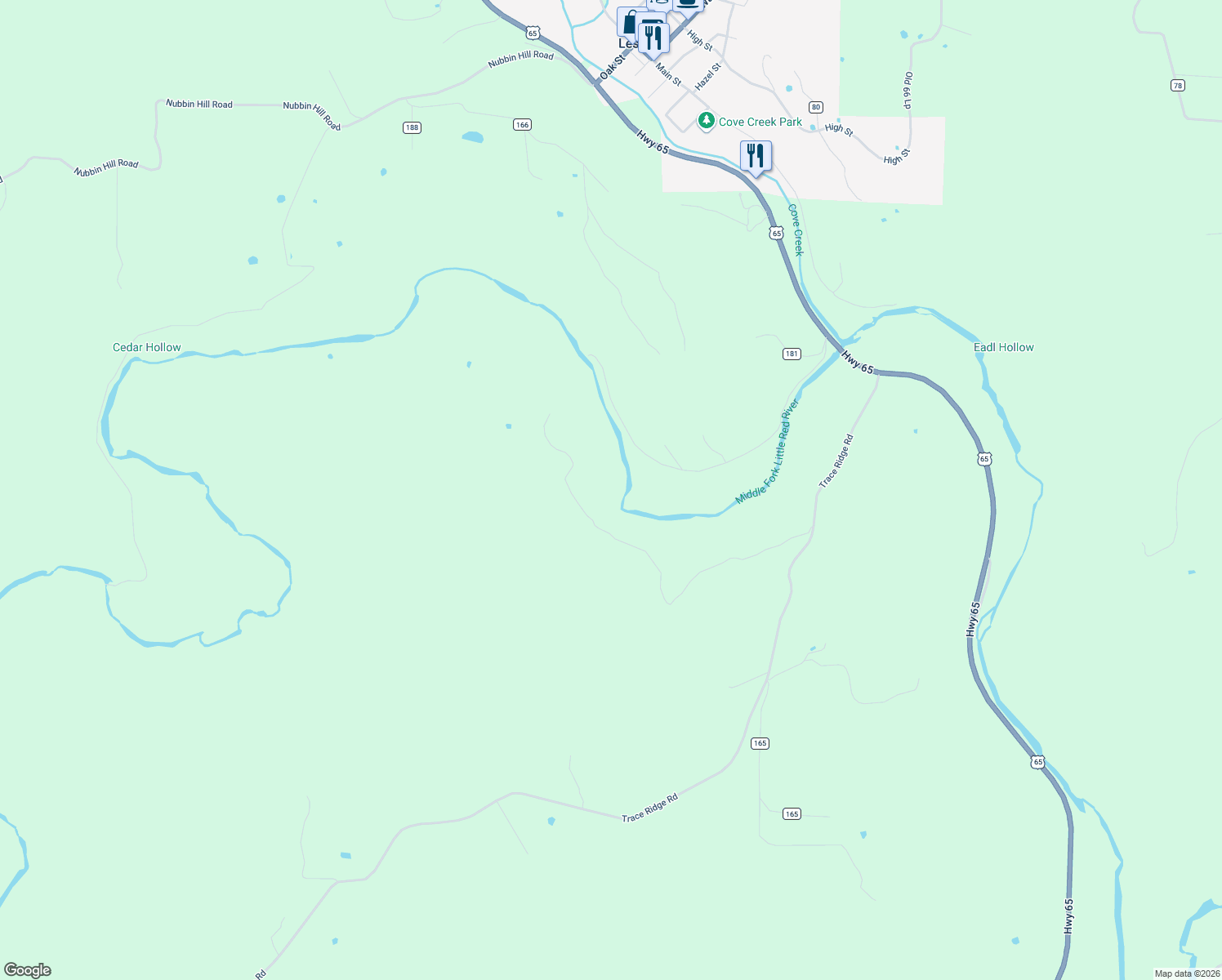 map of restaurants, bars, coffee shops, grocery stores, and more near in Leslie