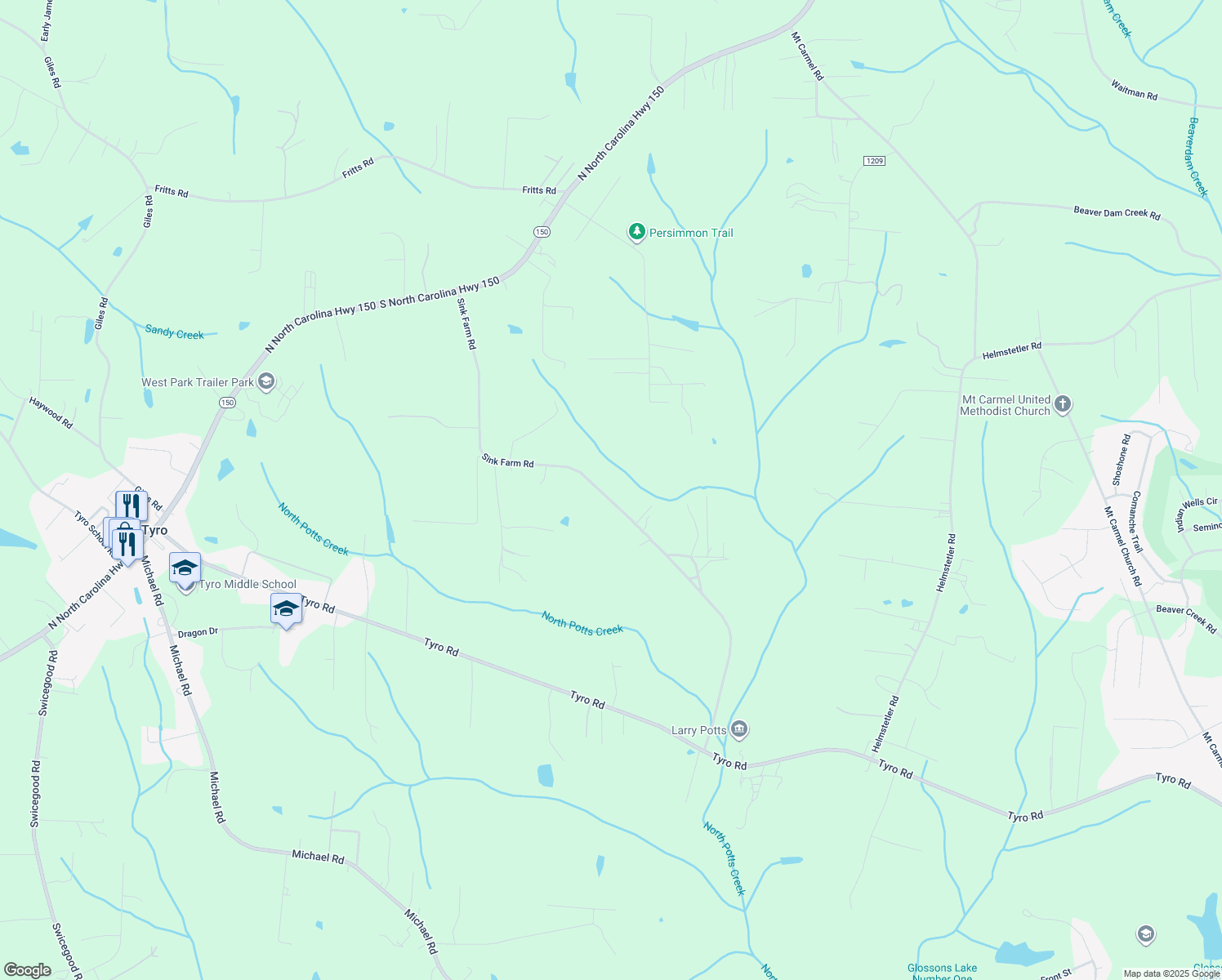 map of restaurants, bars, coffee shops, grocery stores, and more near 966 Sink Farm Rd in Lexington