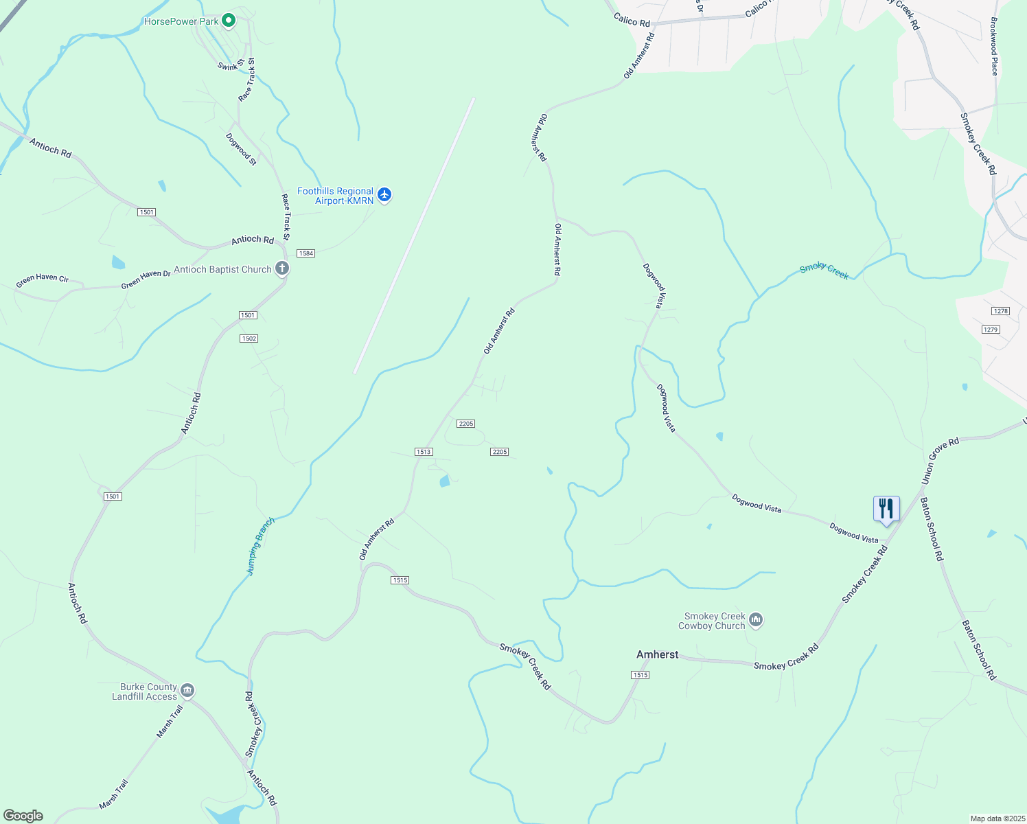 map of restaurants, bars, coffee shops, grocery stores, and more near 8 Blue Ridge in Morganton