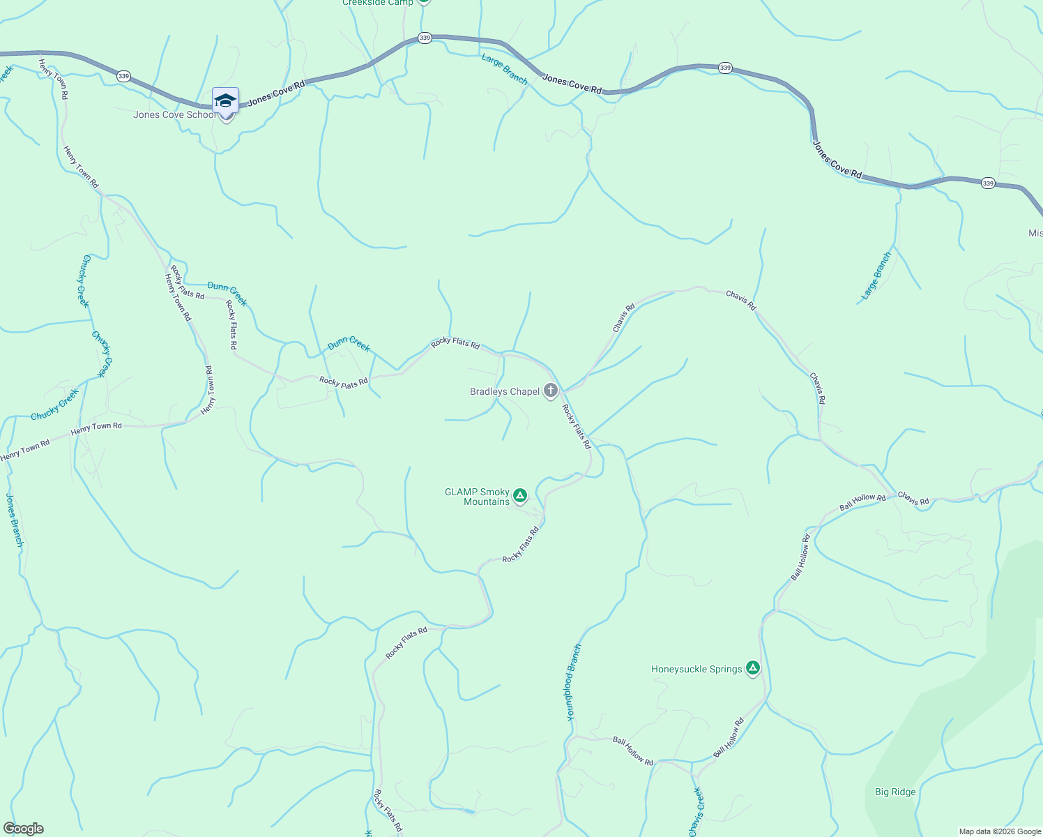 map of restaurants, bars, coffee shops, grocery stores, and more near 4130 Highland Road in Cosby