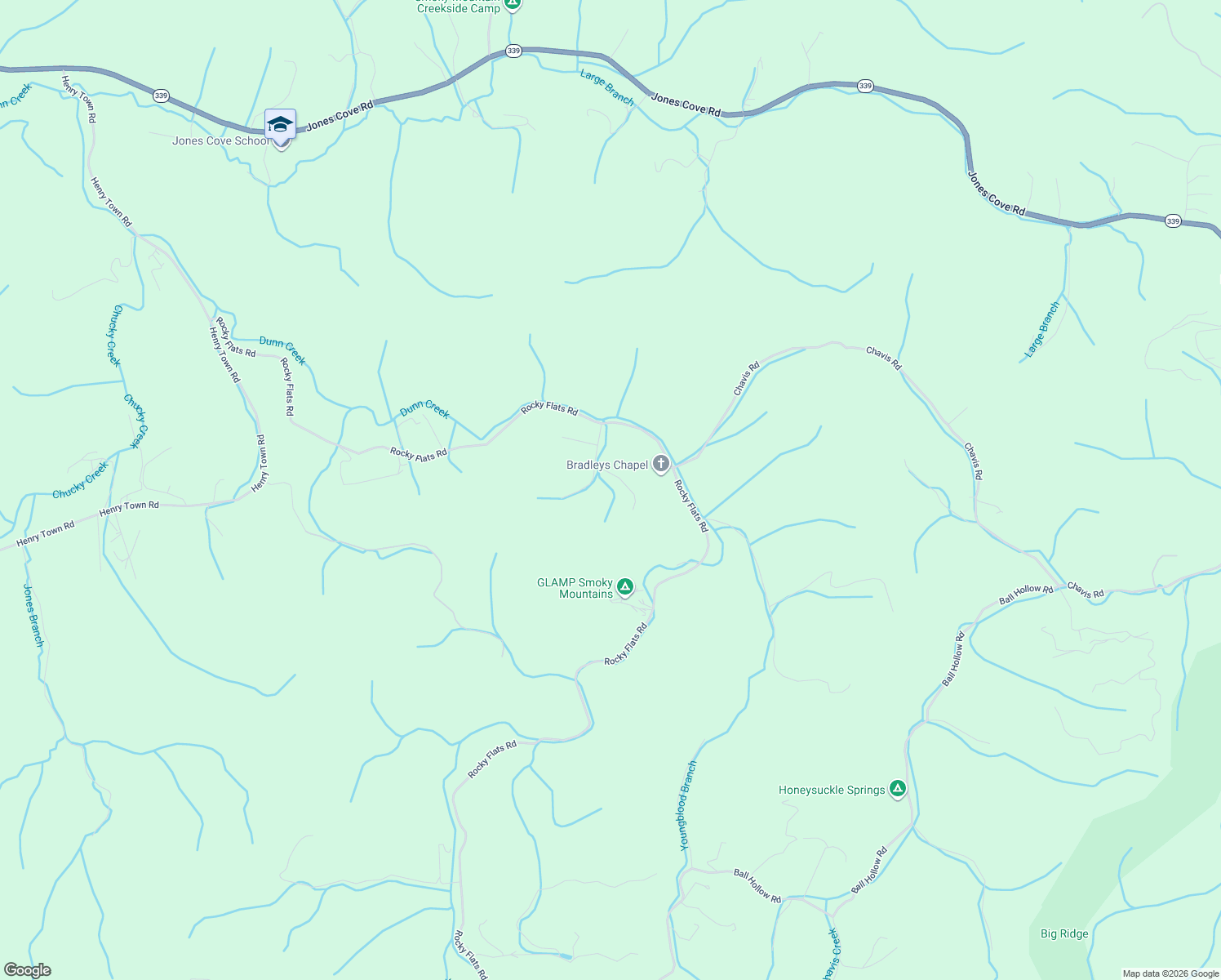map of restaurants, bars, coffee shops, grocery stores, and more near 4130 Highland Road in Cosby