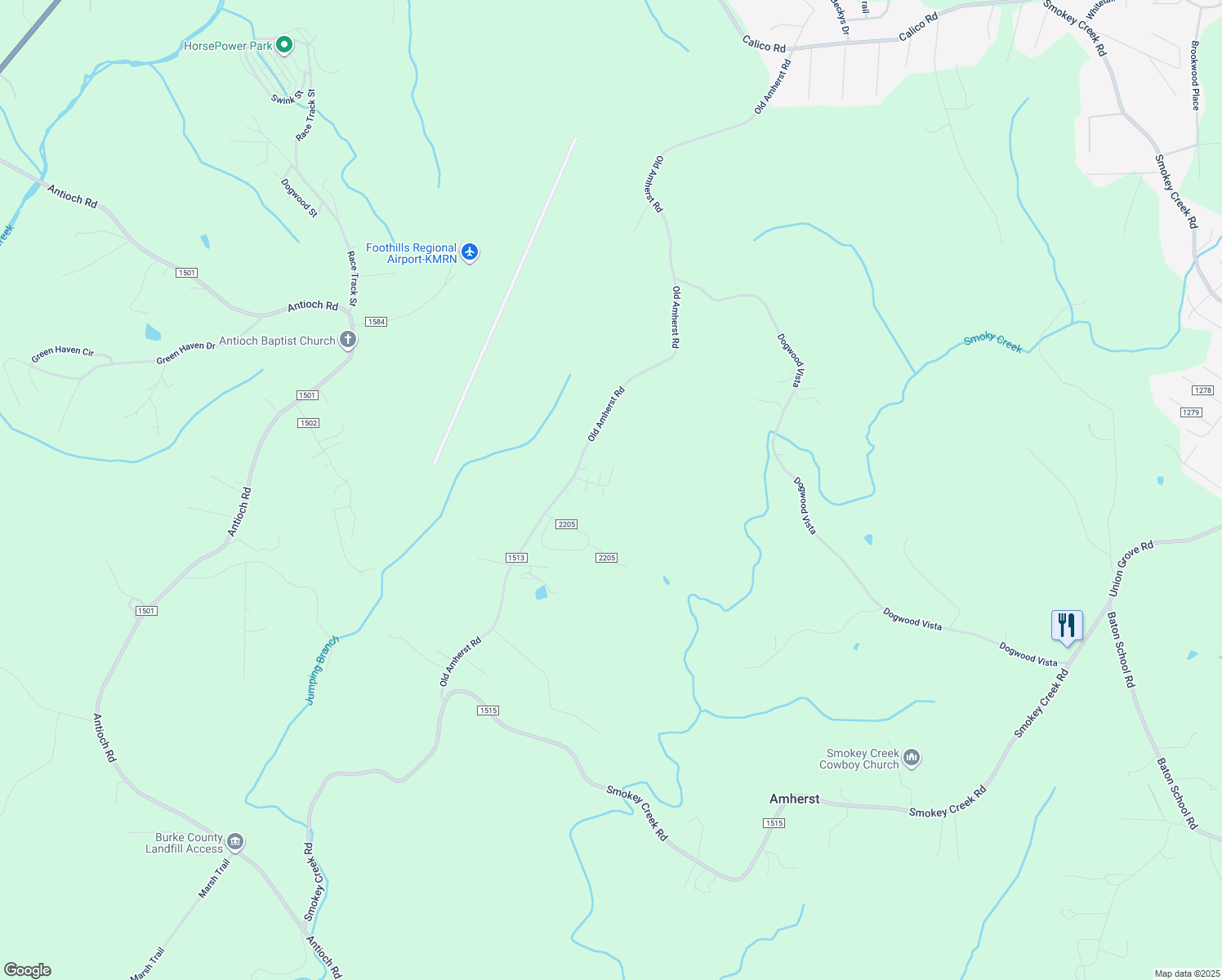map of restaurants, bars, coffee shops, grocery stores, and more near 8 Blue Ridge in Morganton