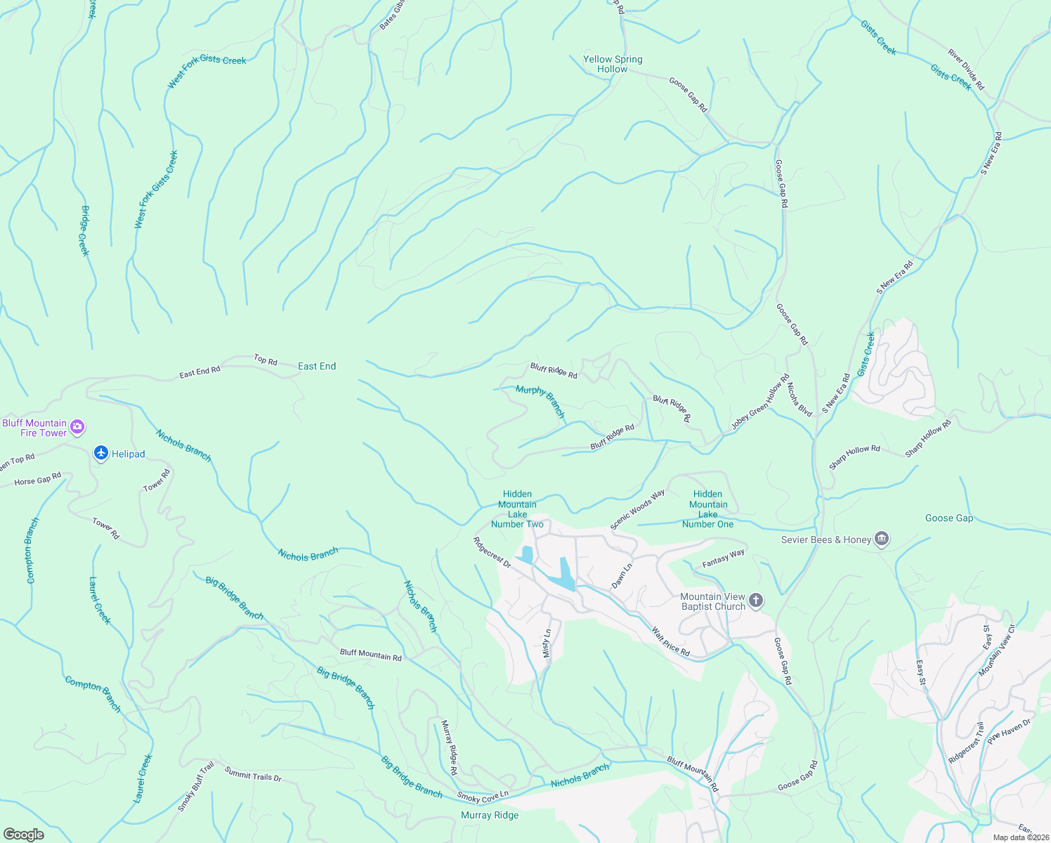 map of restaurants, bars, coffee shops, grocery stores, and more near 1875 Bluff Ridge Rd in Sevierville
