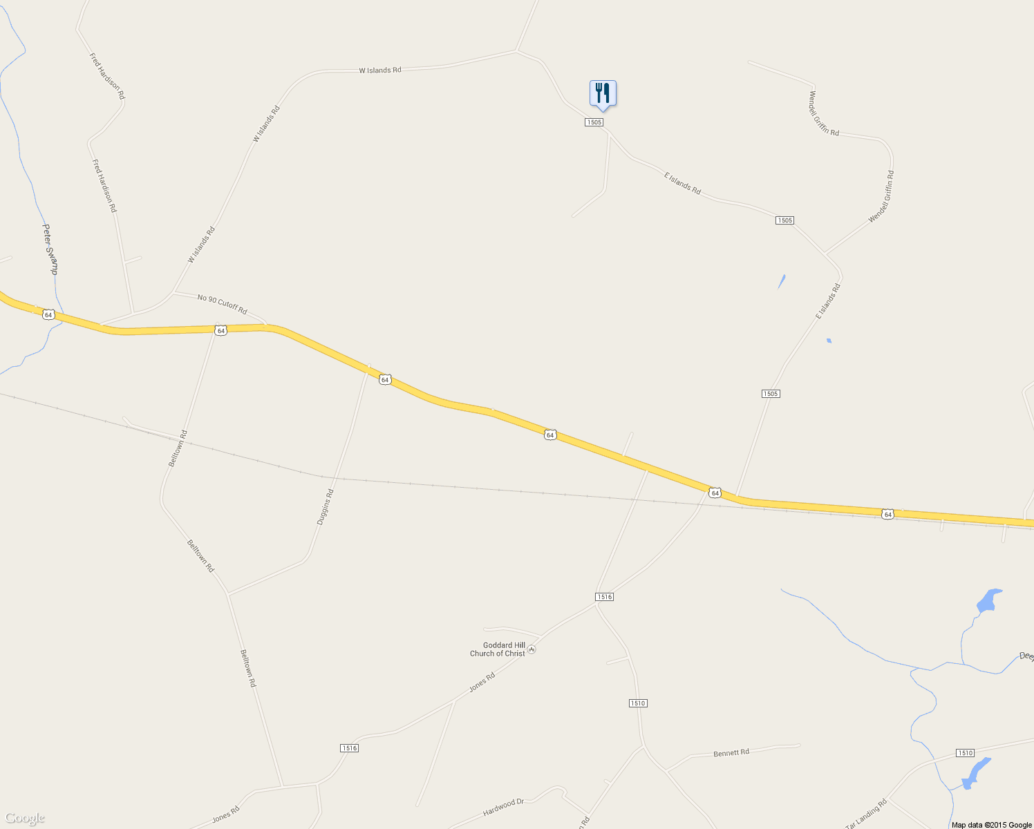 map of restaurants, bars, coffee shops, grocery stores, and more near 22875 U.S. 64 in Williamston