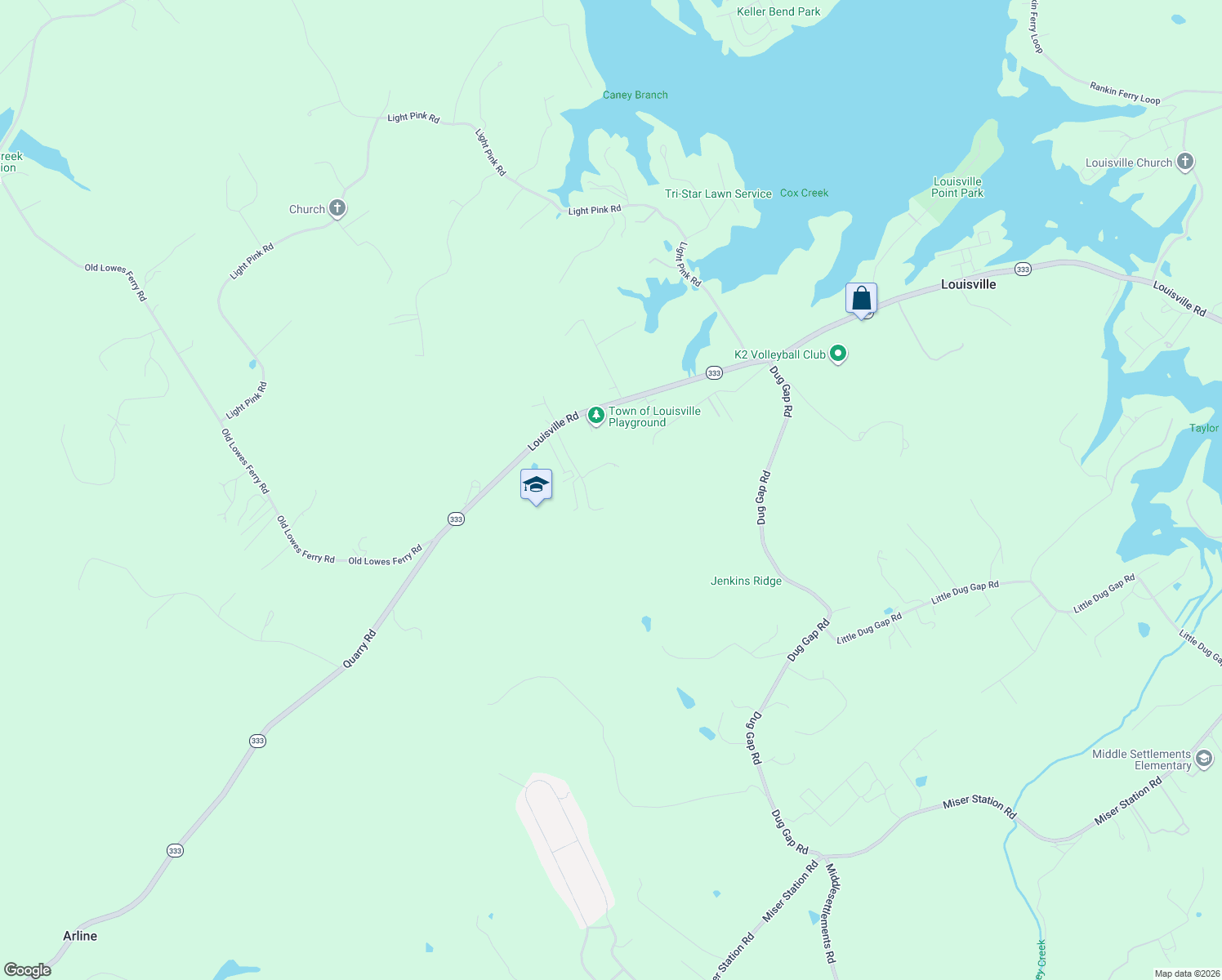 map of restaurants, bars, coffee shops, grocery stores, and more near 3635 Louisville Road in Louisville