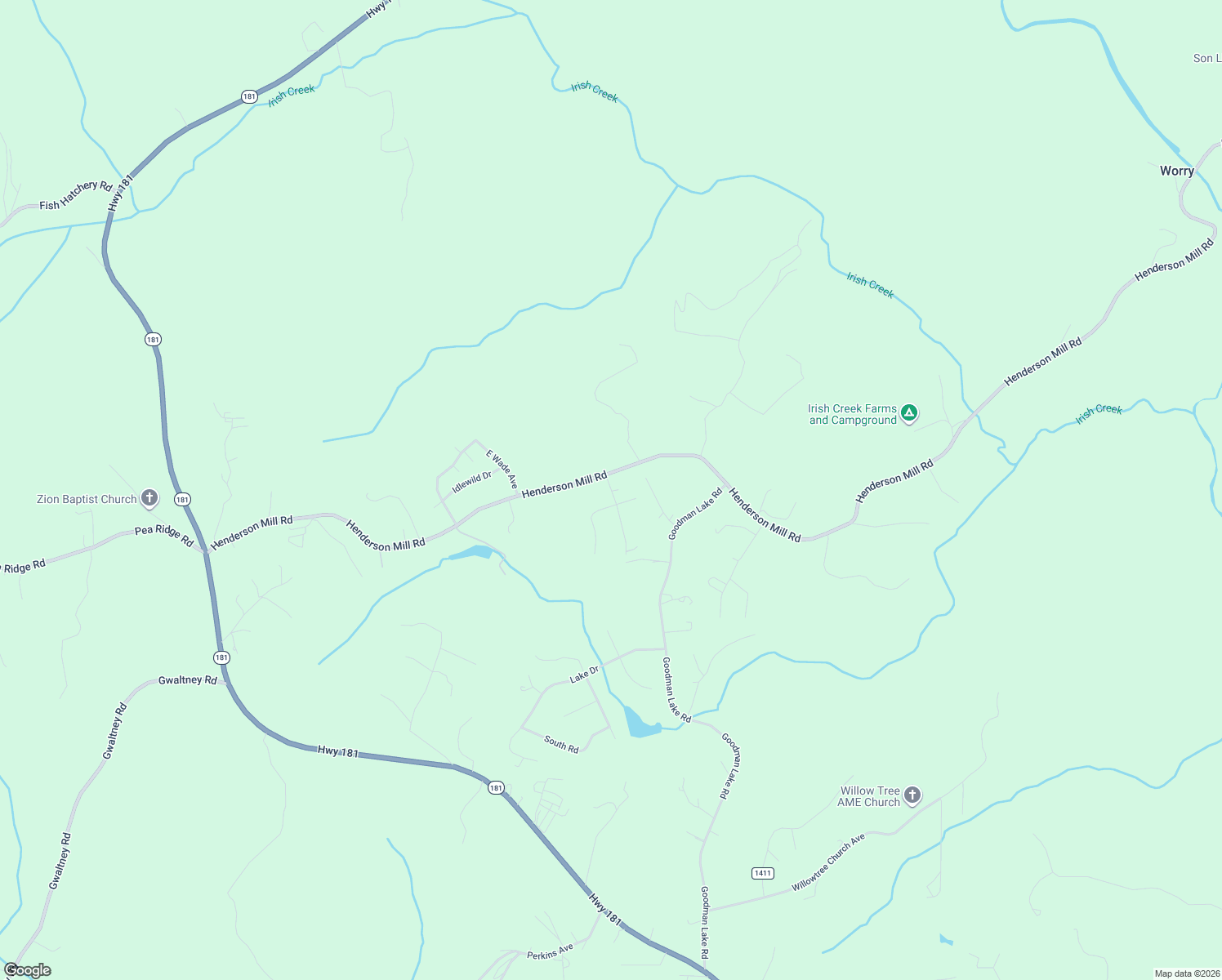 map of restaurants, bars, coffee shops, grocery stores, and more near 3059 Henderson Mill Road in Morganton