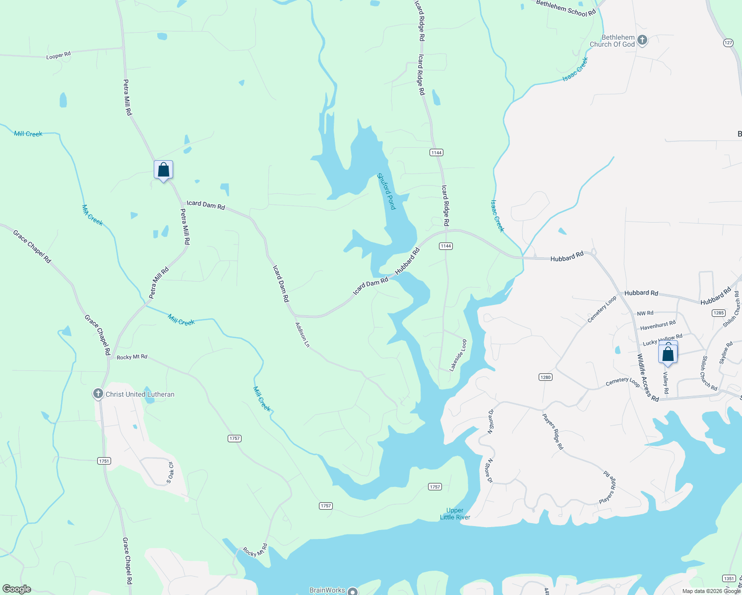 map of restaurants, bars, coffee shops, grocery stores, and more near 4807 Rio De Luna in Hickory