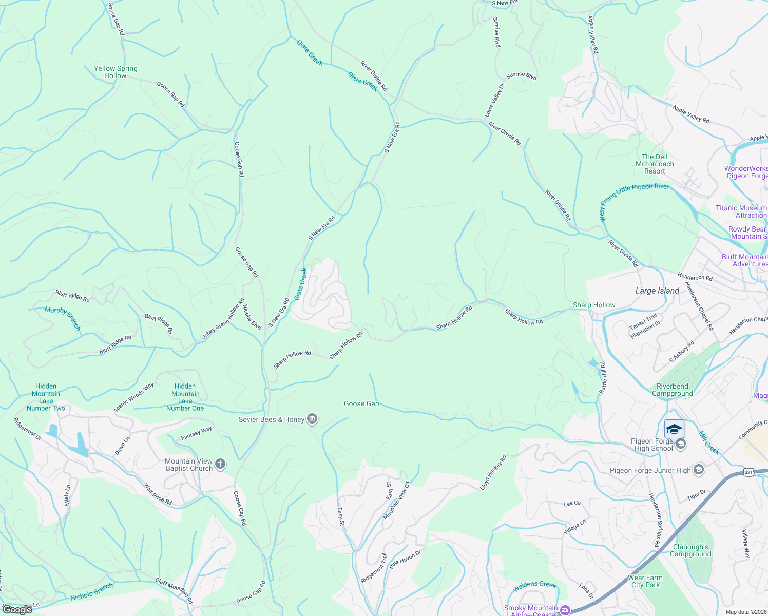map of restaurants, bars, coffee shops, grocery stores, and more near 1019 Shadow Ridge Drive in Sevierville