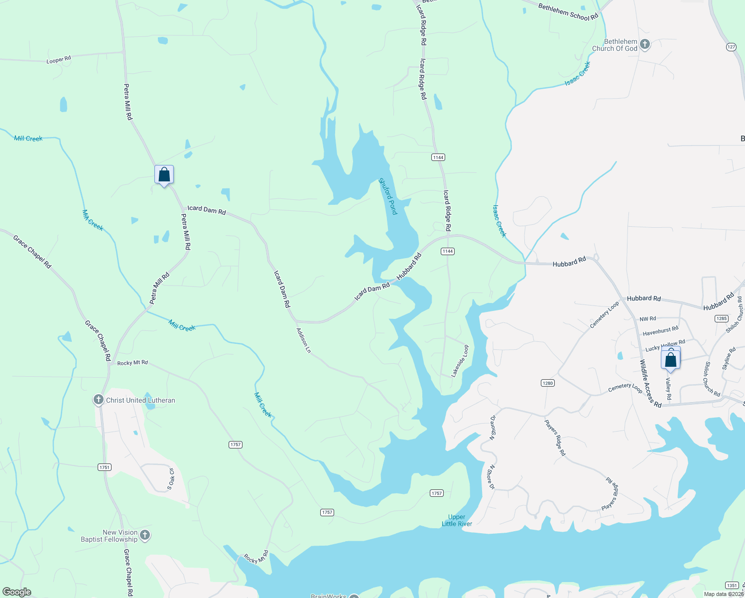map of restaurants, bars, coffee shops, grocery stores, and more near 4807 Rio De Luna in Hickory