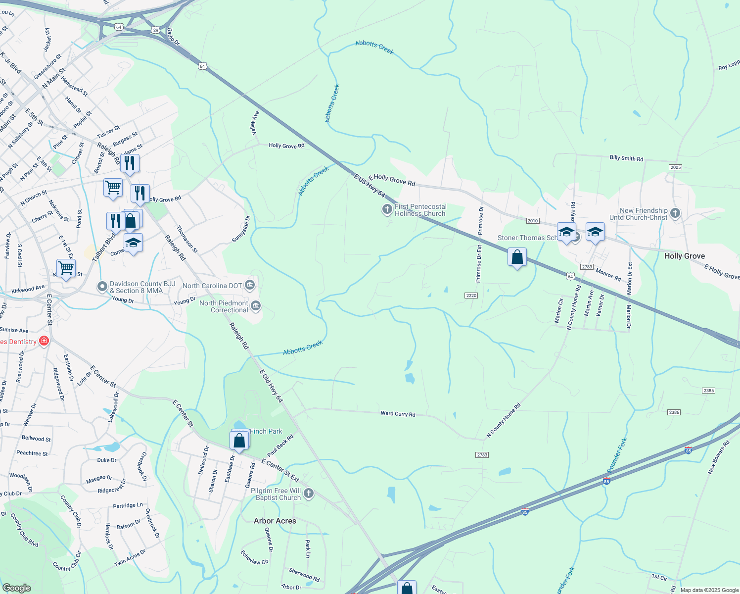 map of restaurants, bars, coffee shops, grocery stores, and more near 391 Waterbury Place in Lexington