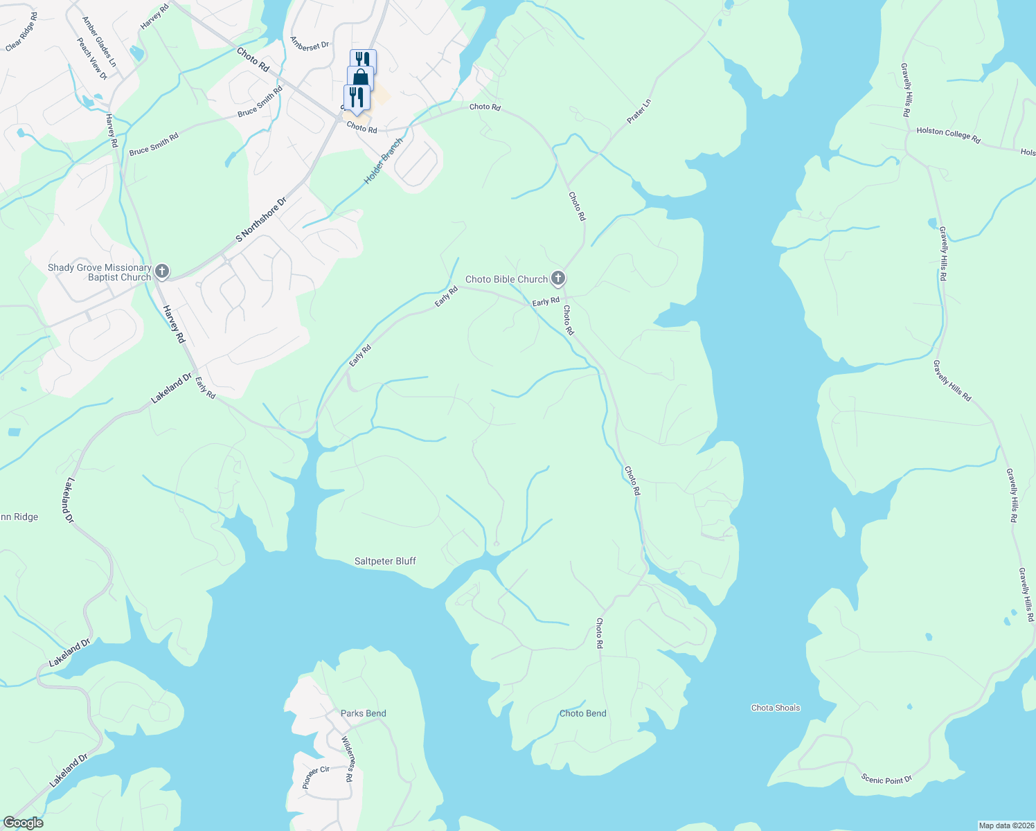 map of restaurants, bars, coffee shops, grocery stores, and more near 2328 Mystic Ridge Road in Knoxville