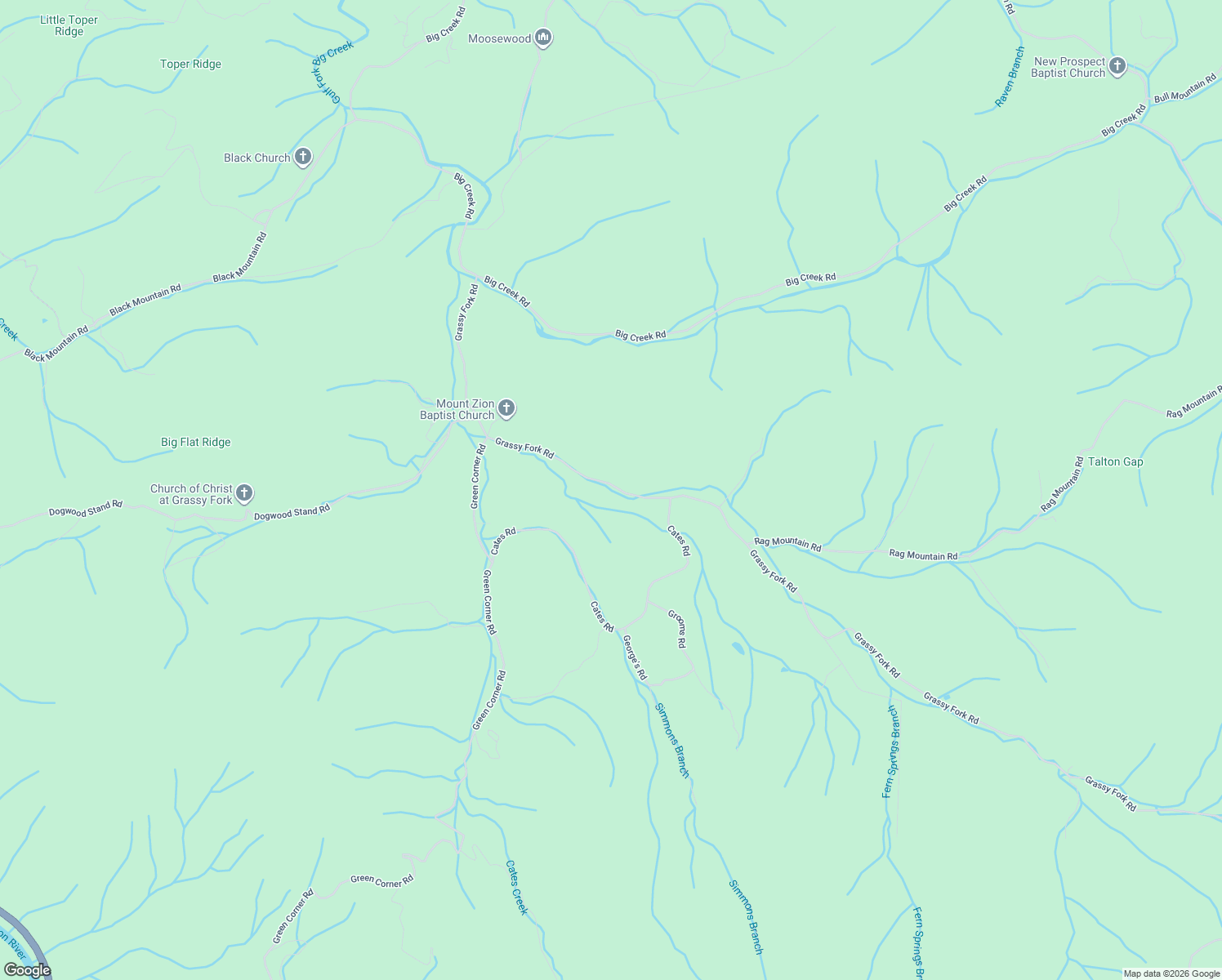 map of restaurants, bars, coffee shops, grocery stores, and more near 3452-3476 Grassy Fork Road in Cocke