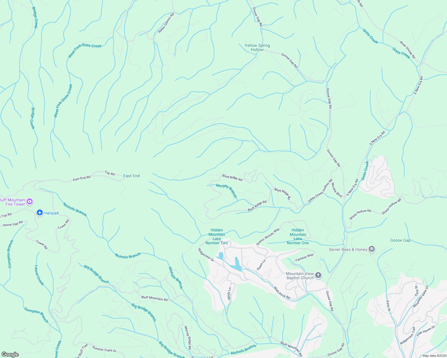 map of restaurants, bars, coffee shops, grocery stores, and more near 1754 Bluff Ridge Road in Sevierville