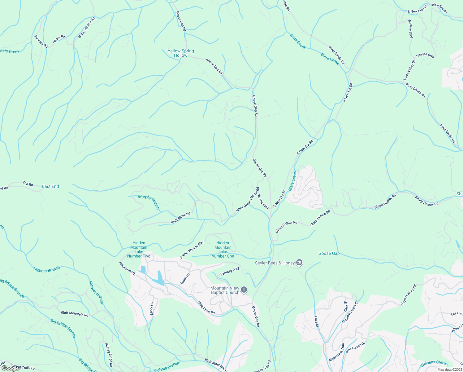 map of restaurants, bars, coffee shops, grocery stores, and more near Nicoha Boulevard in Sevierville