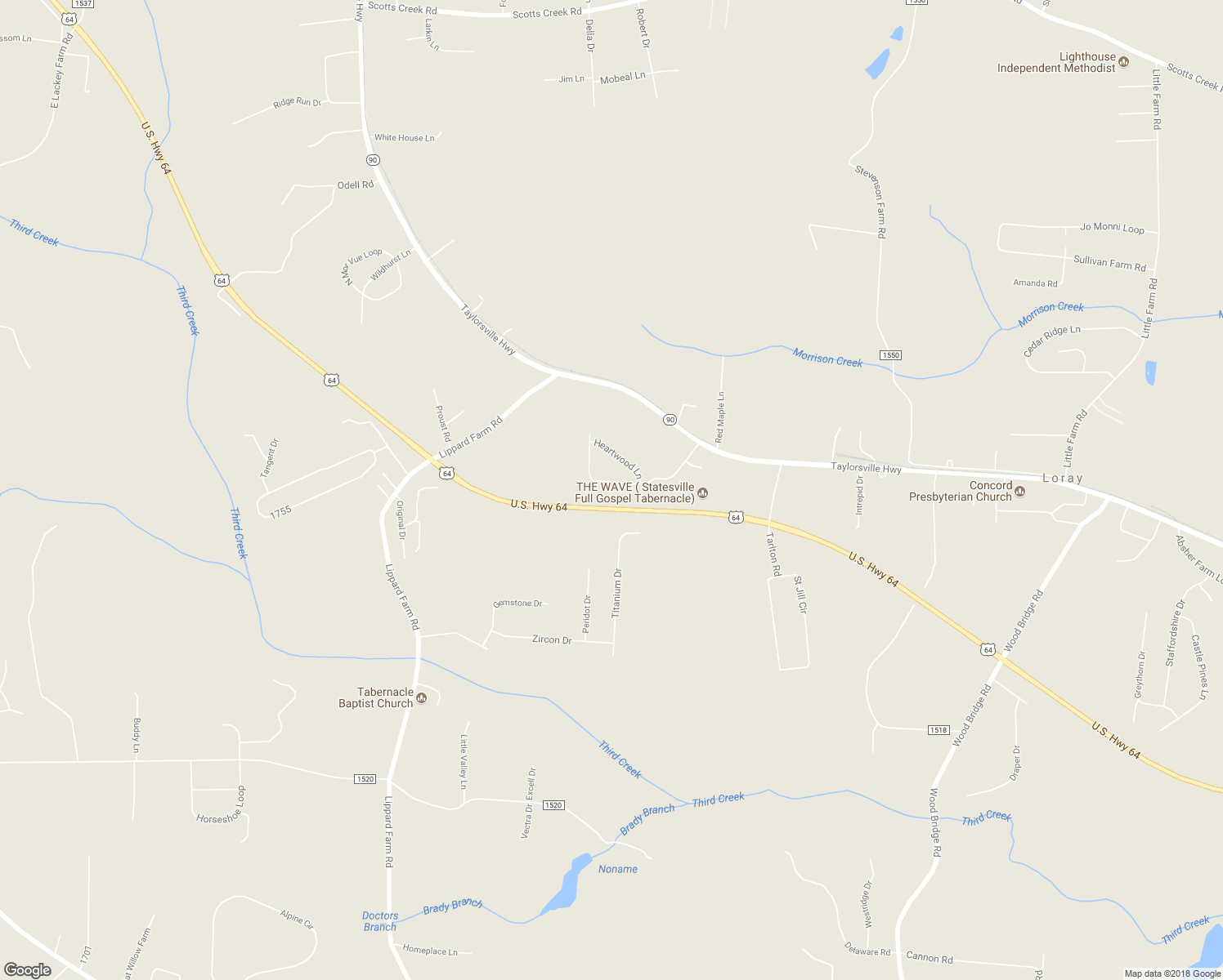 map of restaurants, bars, coffee shops, grocery stores, and more near 177 Village Point Drive in Statesville