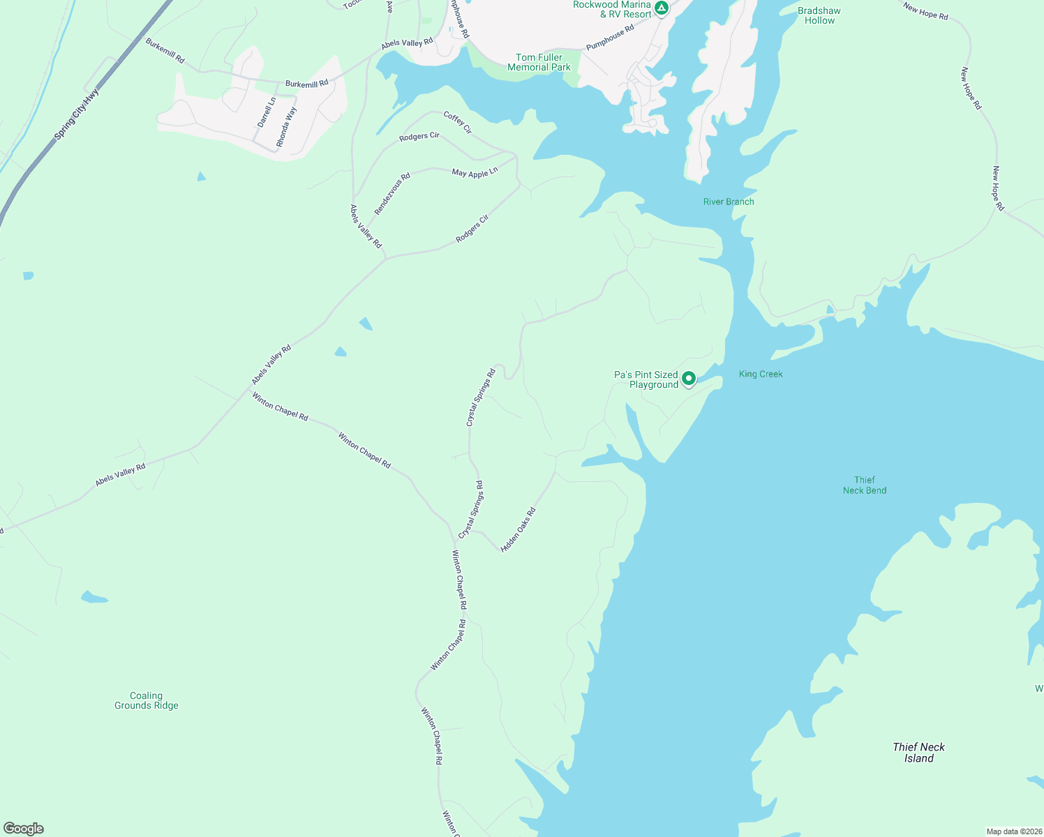 map of restaurants, bars, coffee shops, grocery stores, and more near 108 Flint Ridge Road in Rockwood
