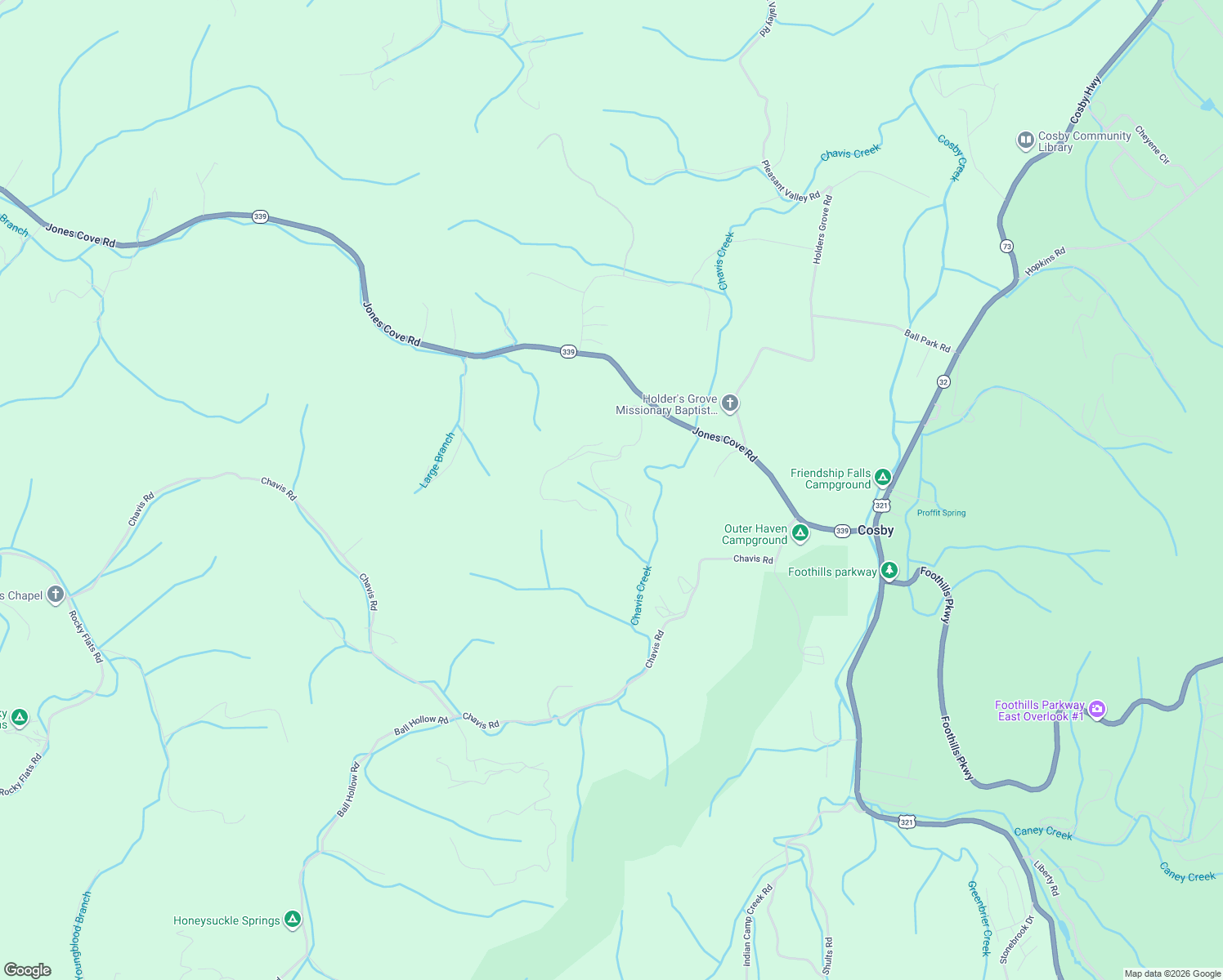 map of restaurants, bars, coffee shops, grocery stores, and more near 414 Gold Road in Cosby