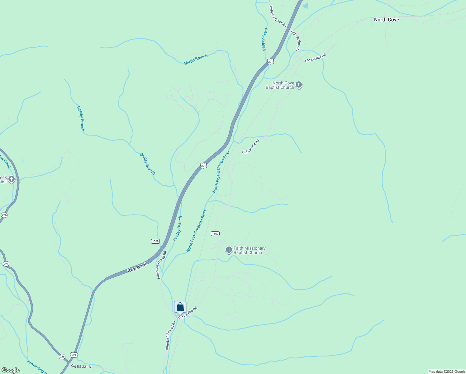 map of restaurants, bars, coffee shops, grocery stores, and more near 1146 Old Linville Road in Marion