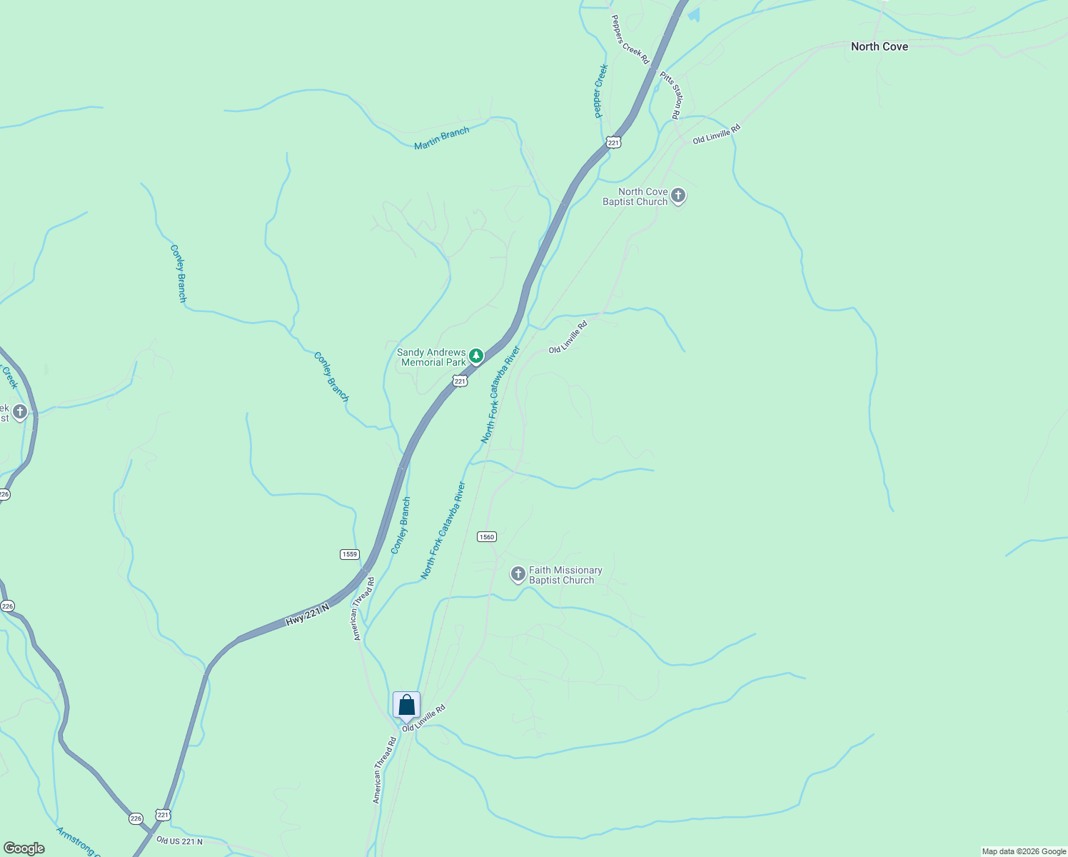 map of restaurants, bars, coffee shops, grocery stores, and more near 1146 Old Linville Road in Marion