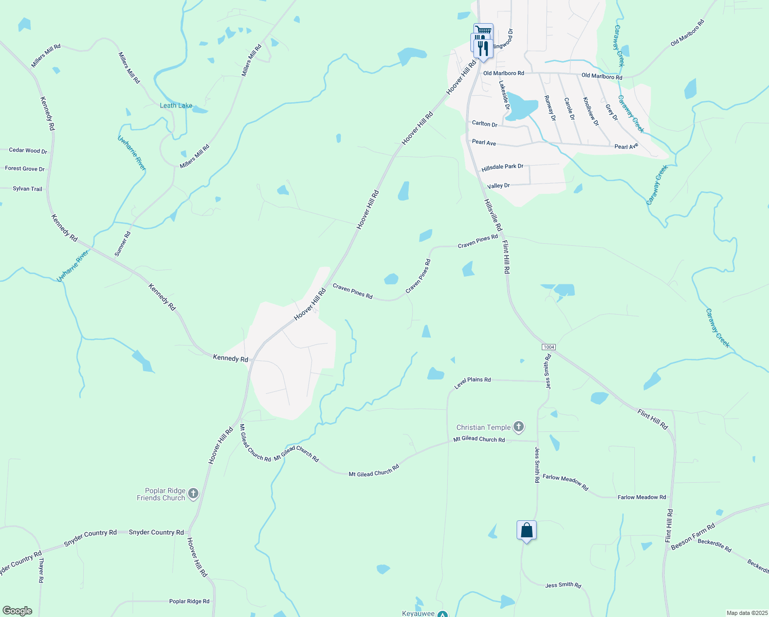 map of restaurants, bars, coffee shops, grocery stores, and more near 4365 Craven Pines Rd in Sophia