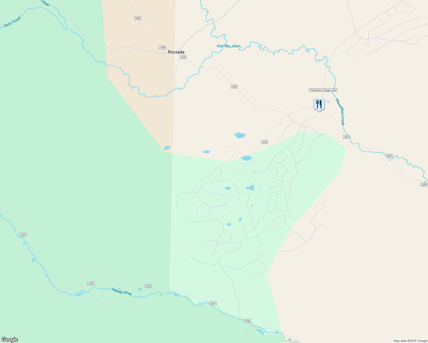 map of restaurants, bars, coffee shops, grocery stores, and more near Goleta Court in San Miguel County