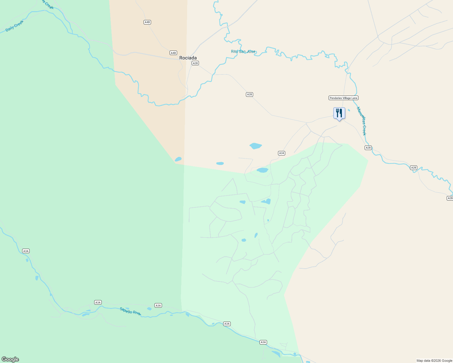 map of restaurants, bars, coffee shops, grocery stores, and more near Goleta Court in Sapello