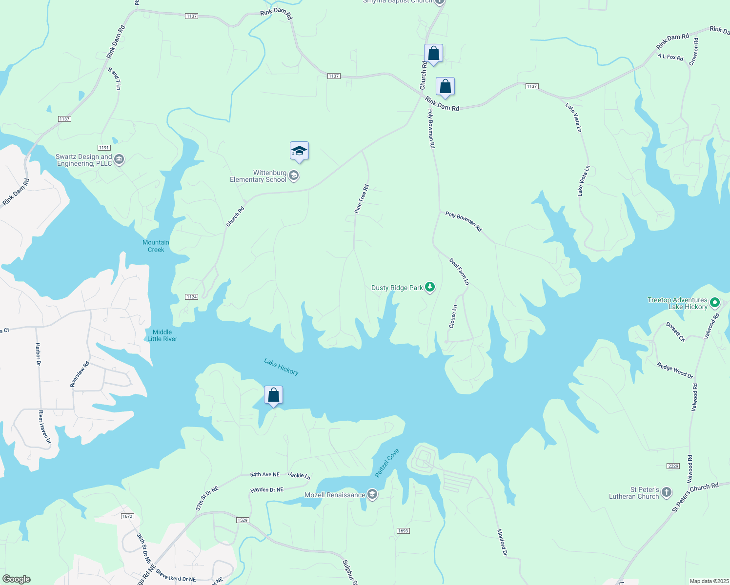 map of restaurants, bars, coffee shops, grocery stores, and more near 660 Pine Tree Road in Township of Taylorsville