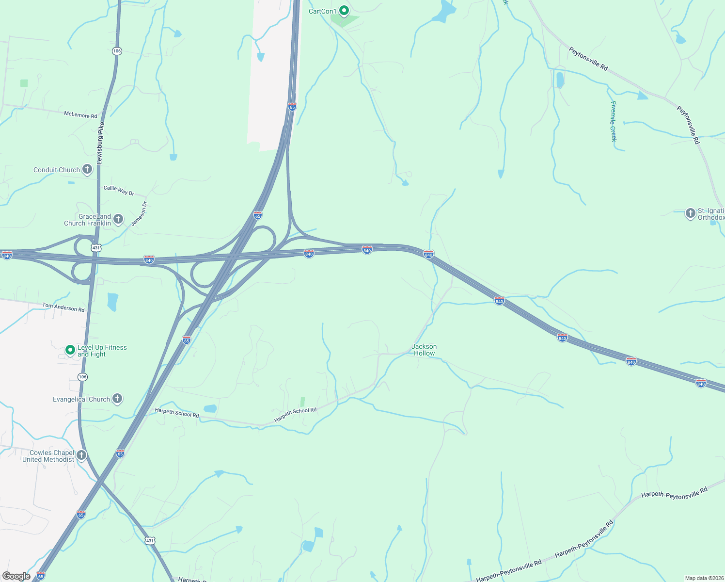 map of restaurants, bars, coffee shops, grocery stores, and more near 4536 Harpeth School Road in Franklin