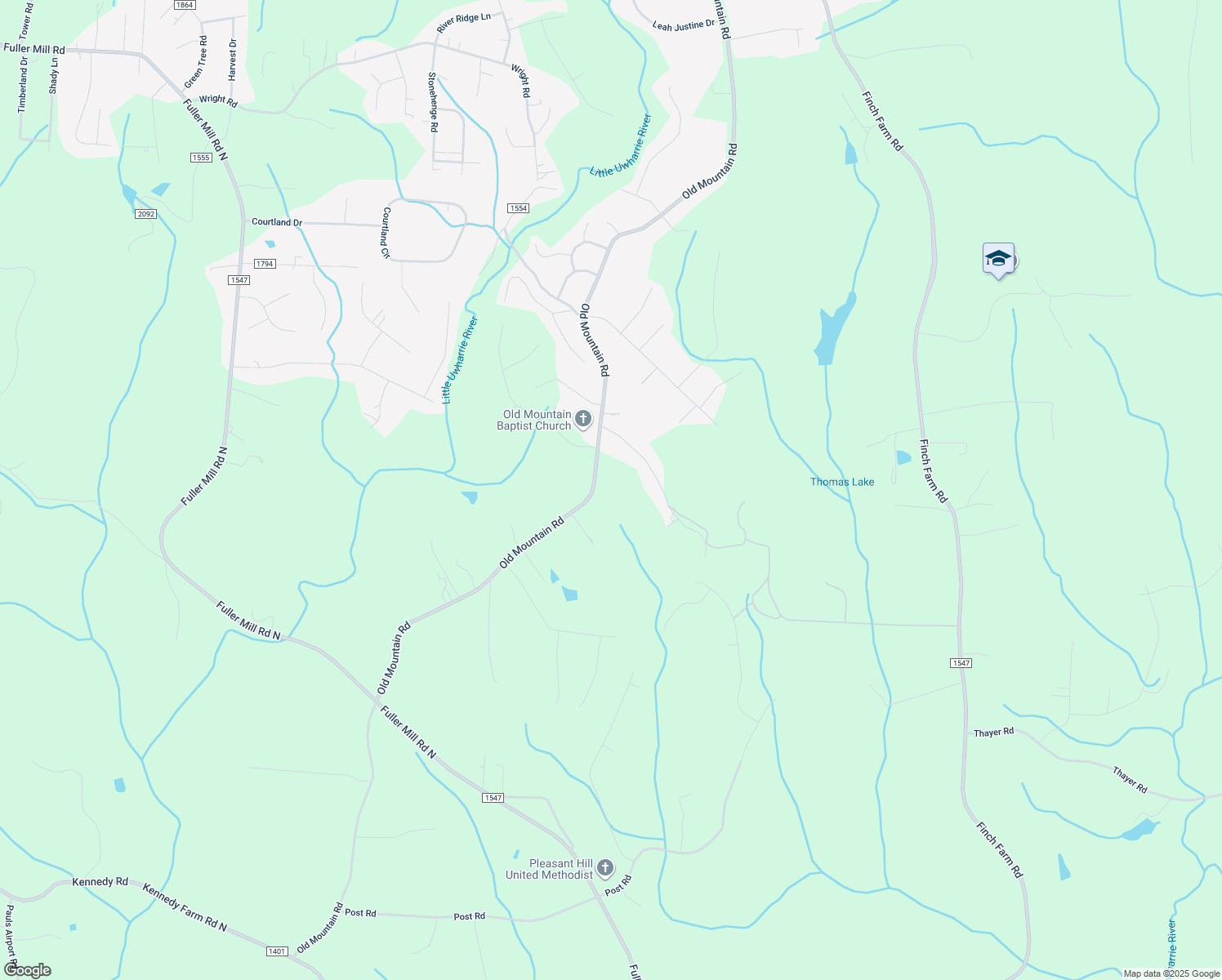 map of restaurants, bars, coffee shops, grocery stores, and more near 2704 Old Mountain Road in Trinity